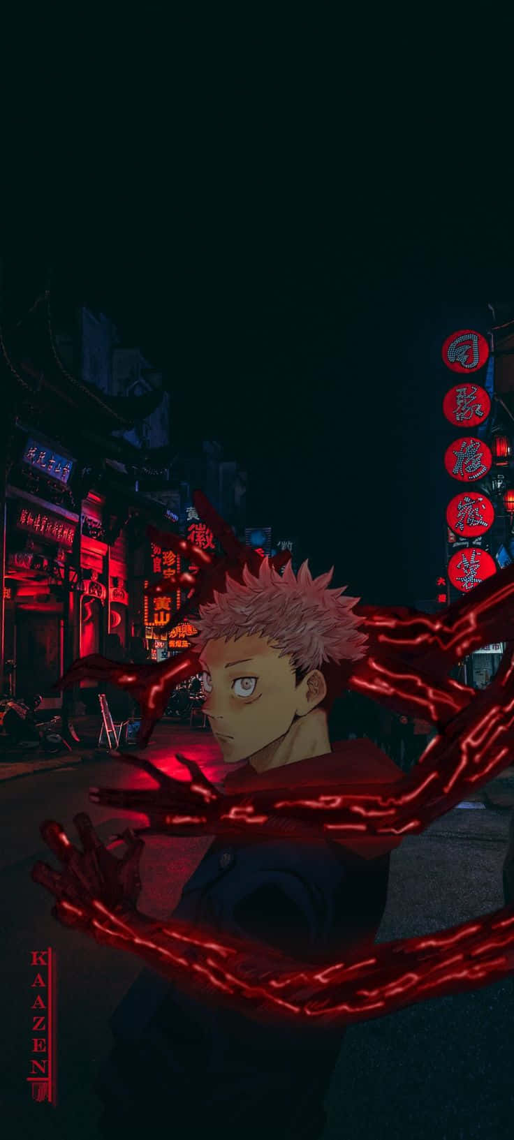 Kichwa: "Yuji Itadori kutoka Anime Jujutsu Kaisen Picha ya Ukuta ya Android" Picha ya Ukuta