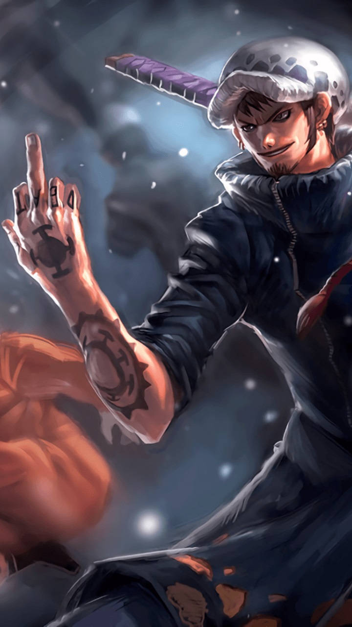 Kidole cha Kati cha Simu cha One Piece Law Picha ya Ukuta