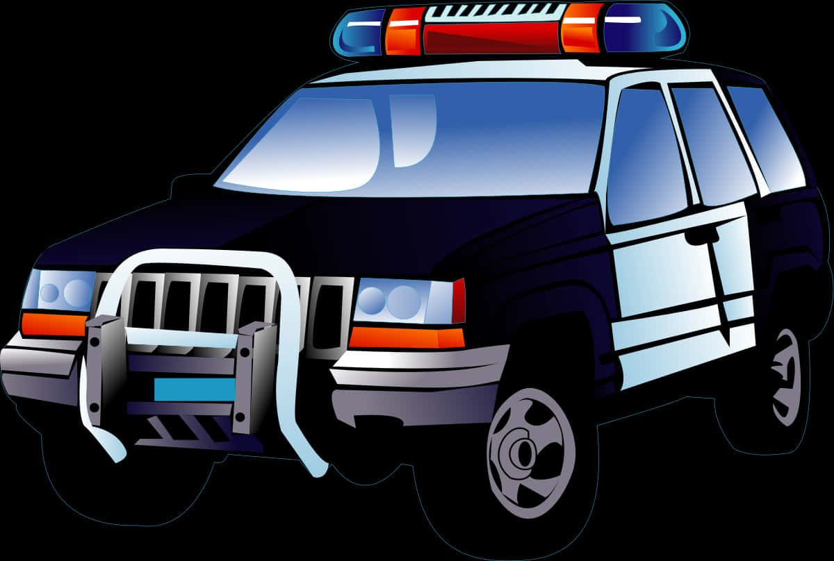 Kielelezo cha Katuni cha Gari la Polisi la SUV Picha ya Ukuta
