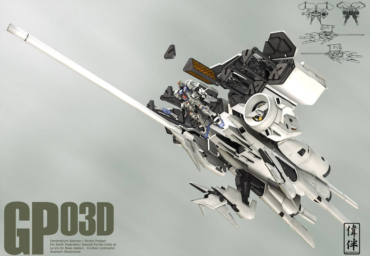 Kifulana cha Kijeshi Gundam Nyeupe GP03D Picha ya Ukuta