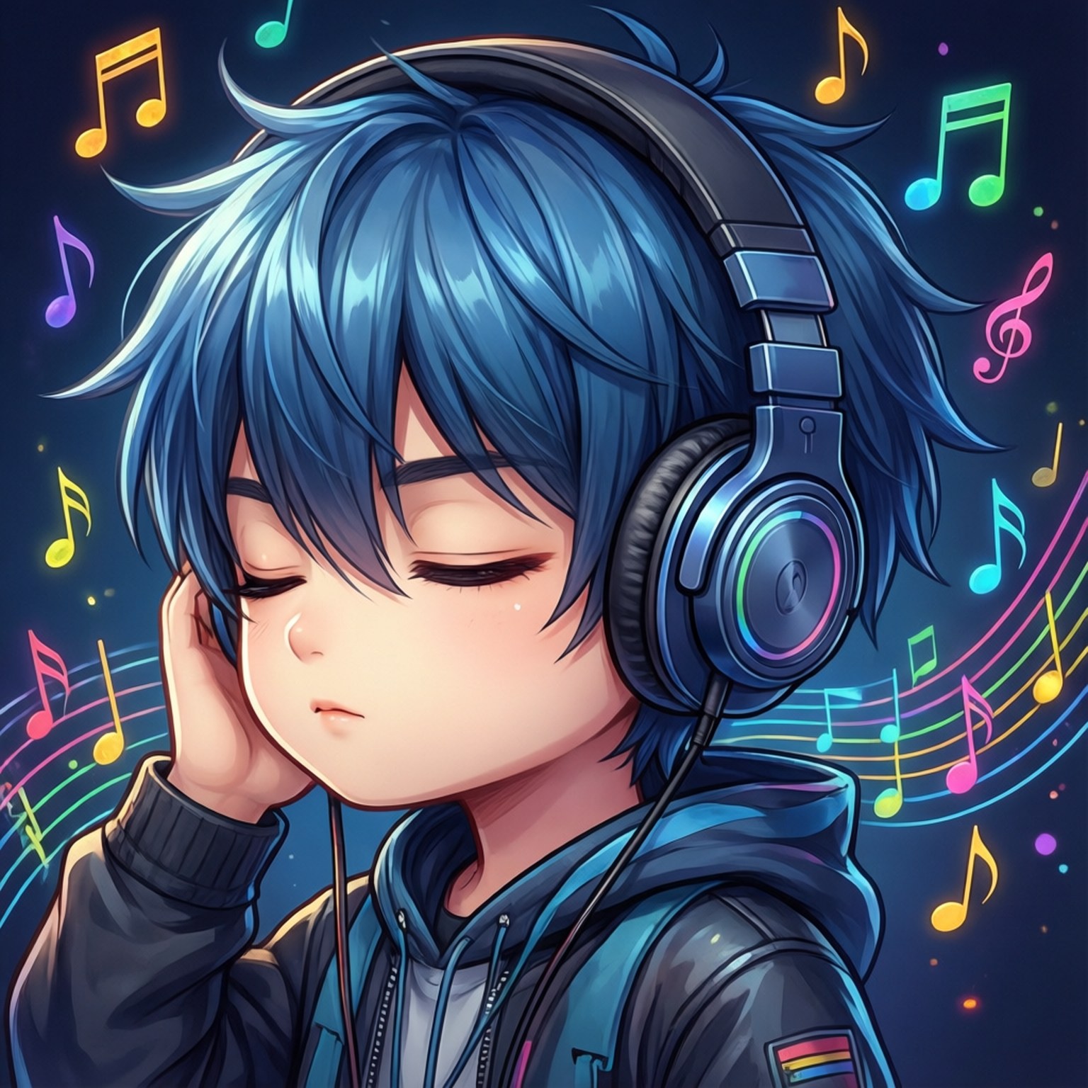 Kijana Akiwa na Vichwa vya Muziki Picha ya Ukuta