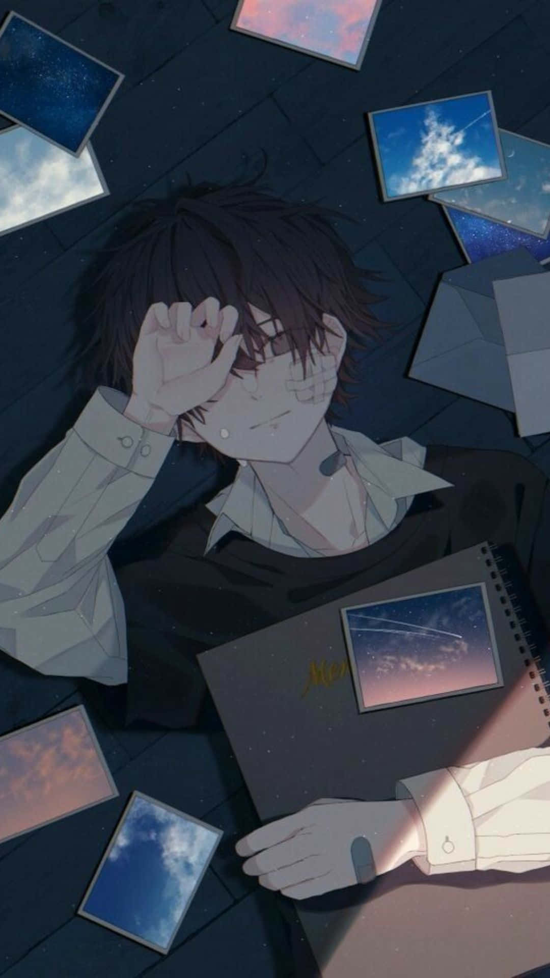 Kijana Amelala Chini Aesthetic ya Anime Giza Picha ya Ukuta