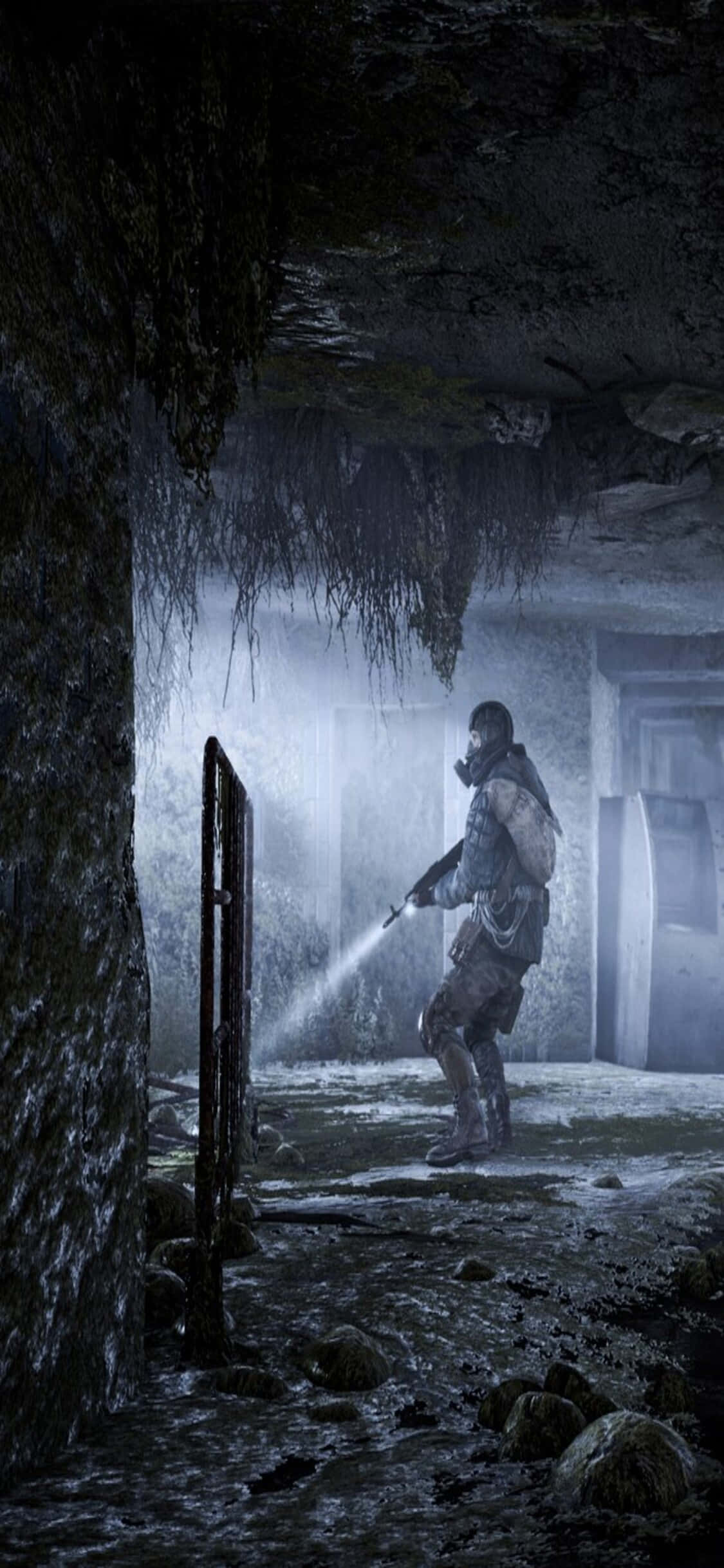 Mtu na Mwanga iPhone X Metro Last Light Background Picha ya Ukuta