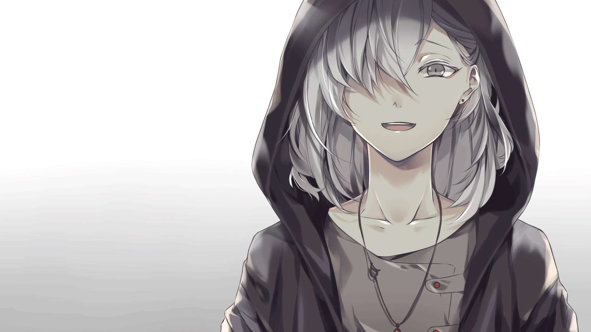 Kijana wa Anime Mwenye Nywele Nyeupe Nightcore Picha ya Ukuta