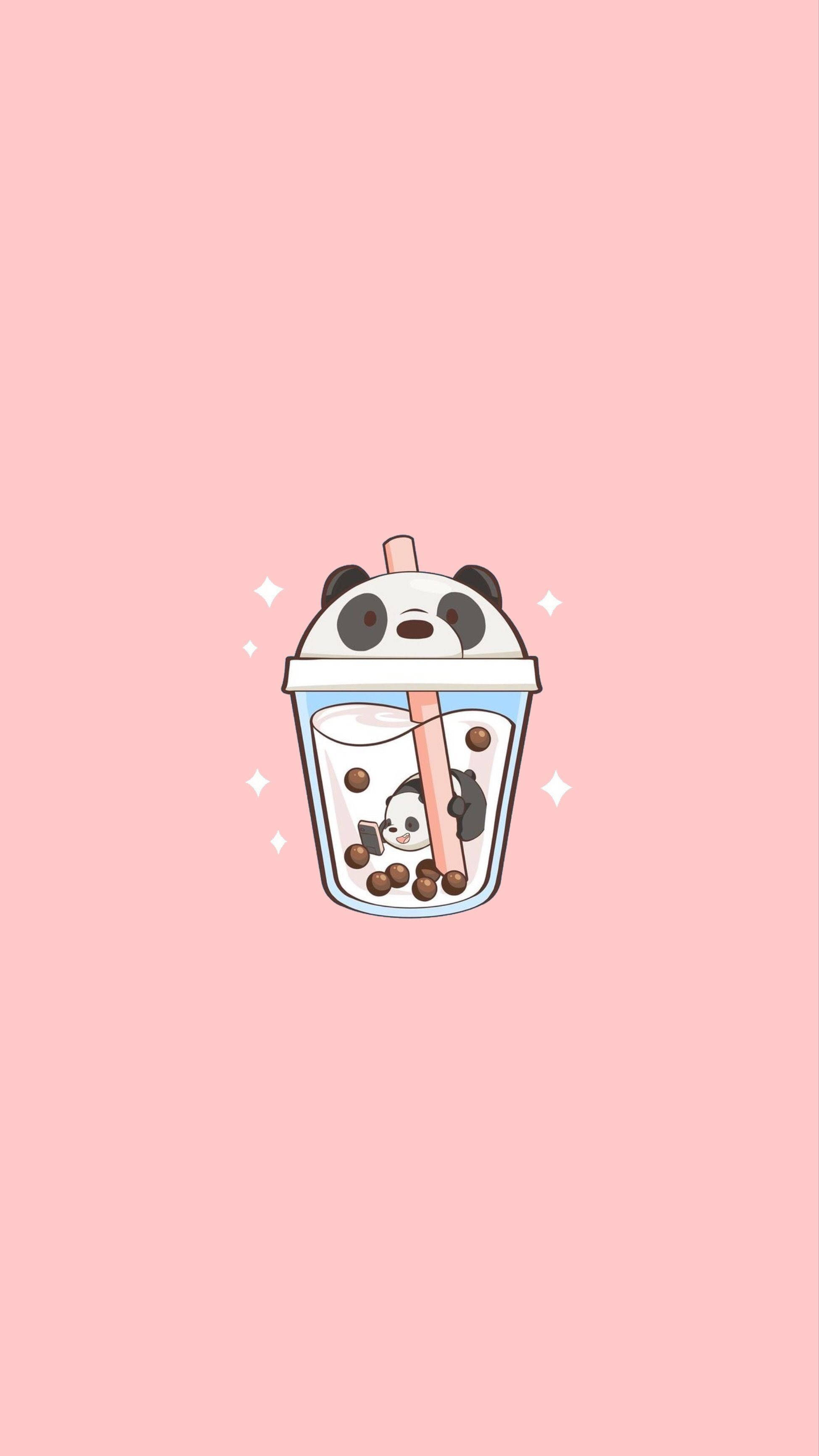 Kikombe cha Panda cha Kupendeza Picha ya Ukuta