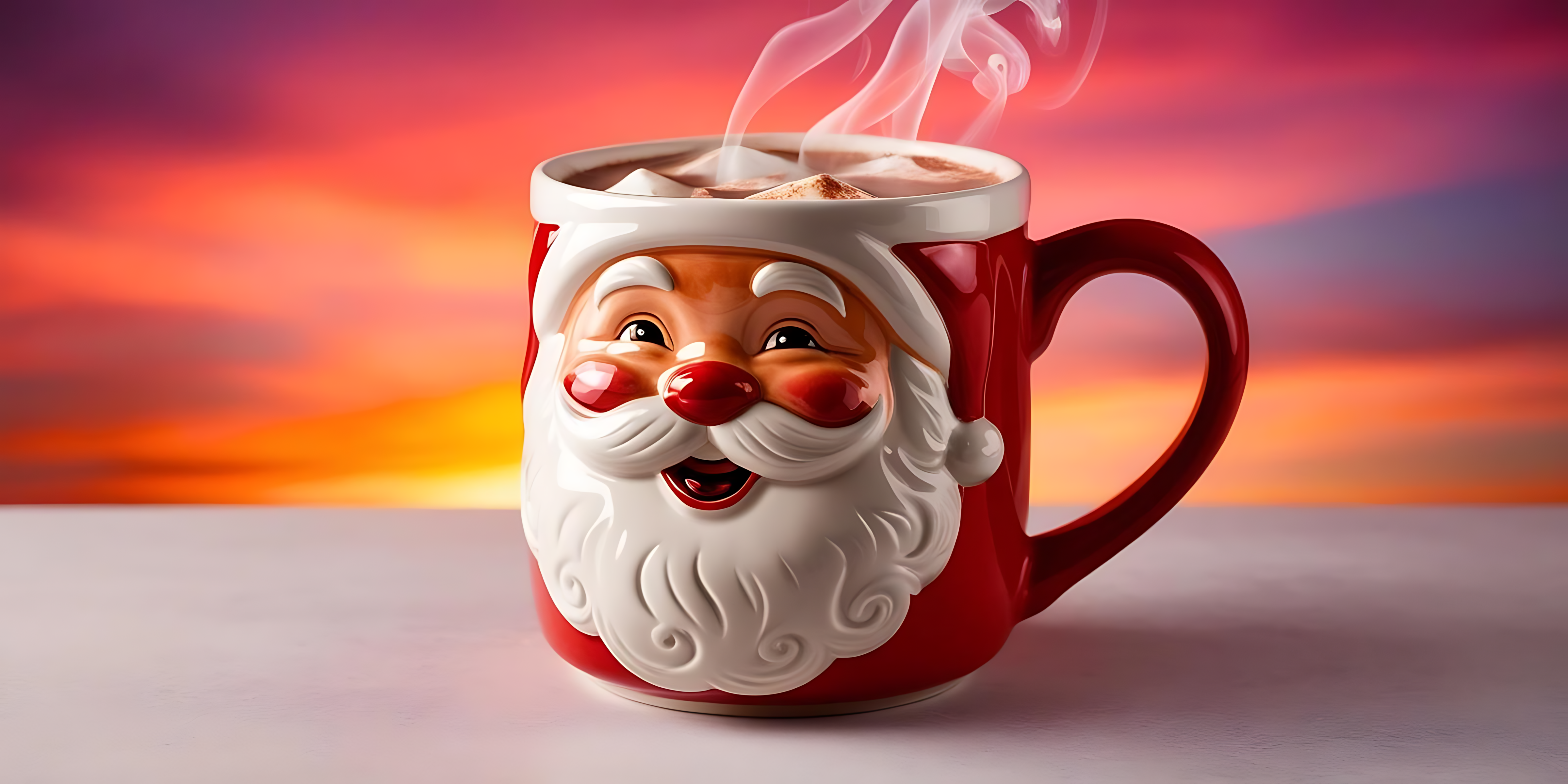 Kikombe cha Santa Claus chenye kakao Picha ya Ukuta