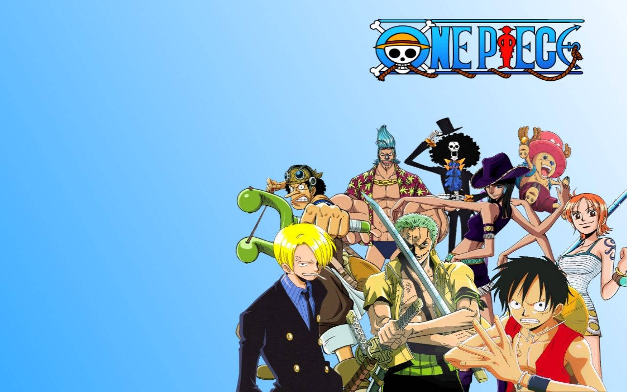 Kikosi cha One Piece Kinasafiri Jioni Wakati wa Machweo Picha ya Ukuta