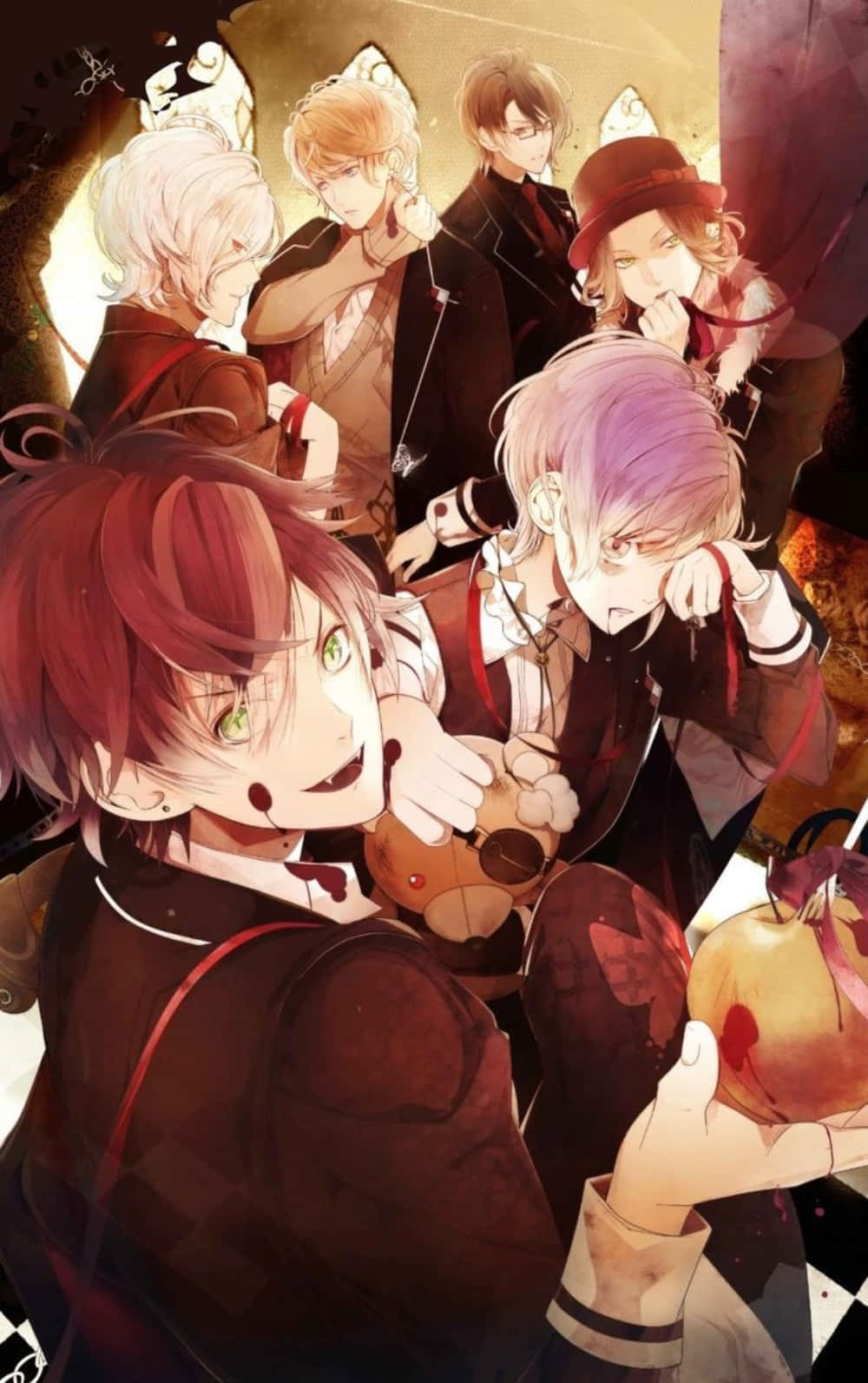 kikundi cha anime characters wanao kushika apples Picha ya Ukuta