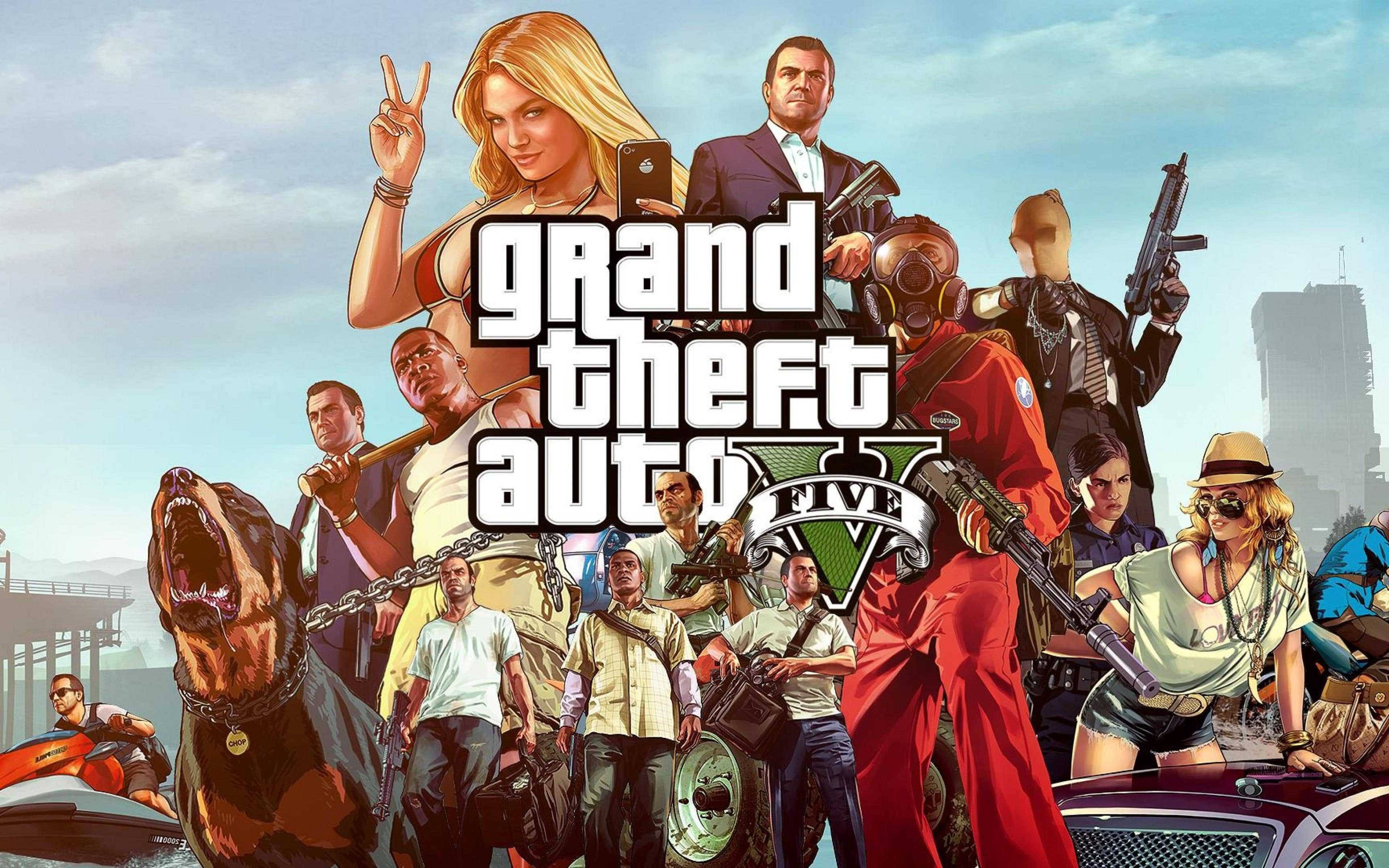 Kikundi cha Waigizaji cha GTA 5 cha 4K Picha ya Ukuta