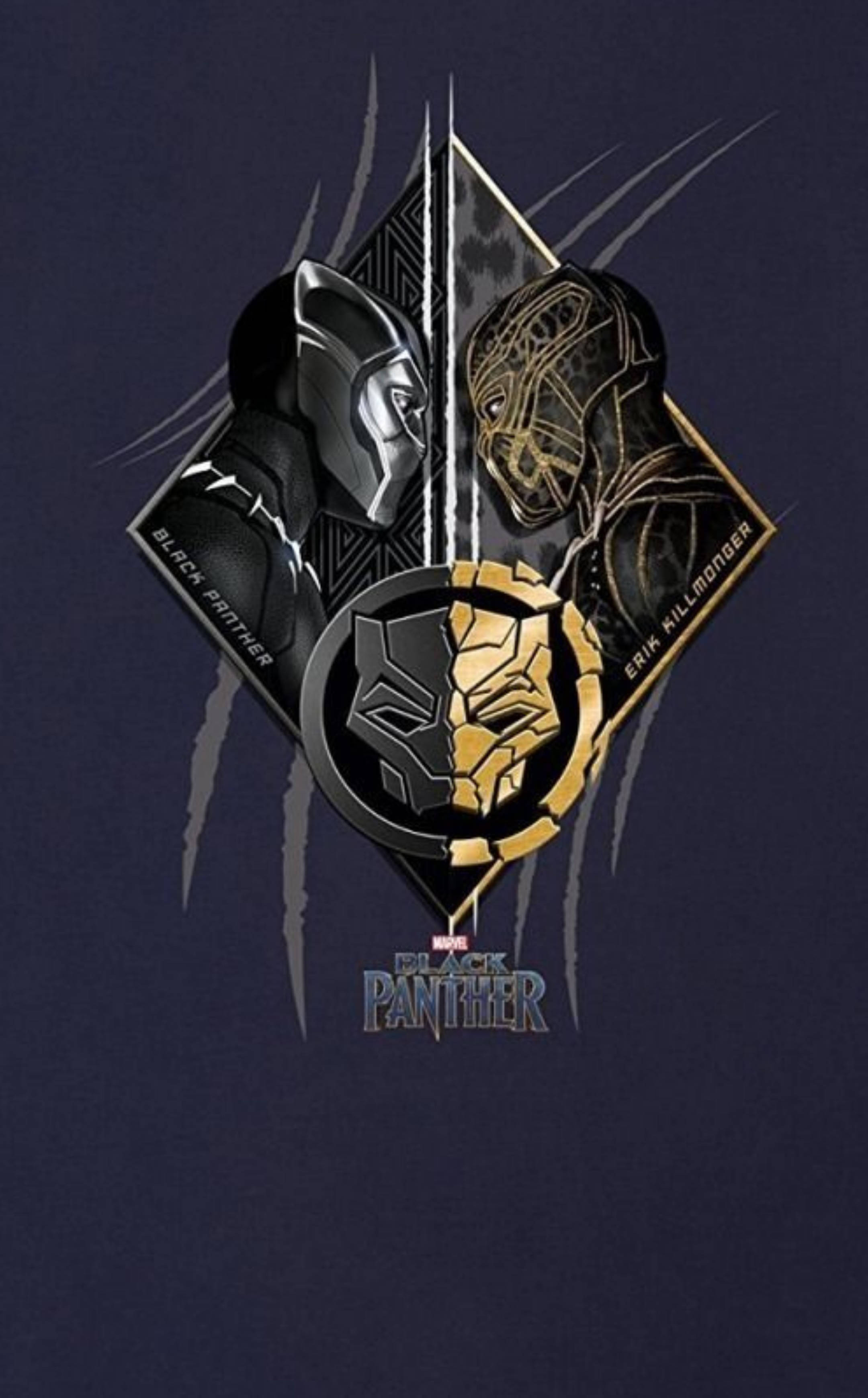 Killmonger And Black Panther Art Picha ya Ukuta