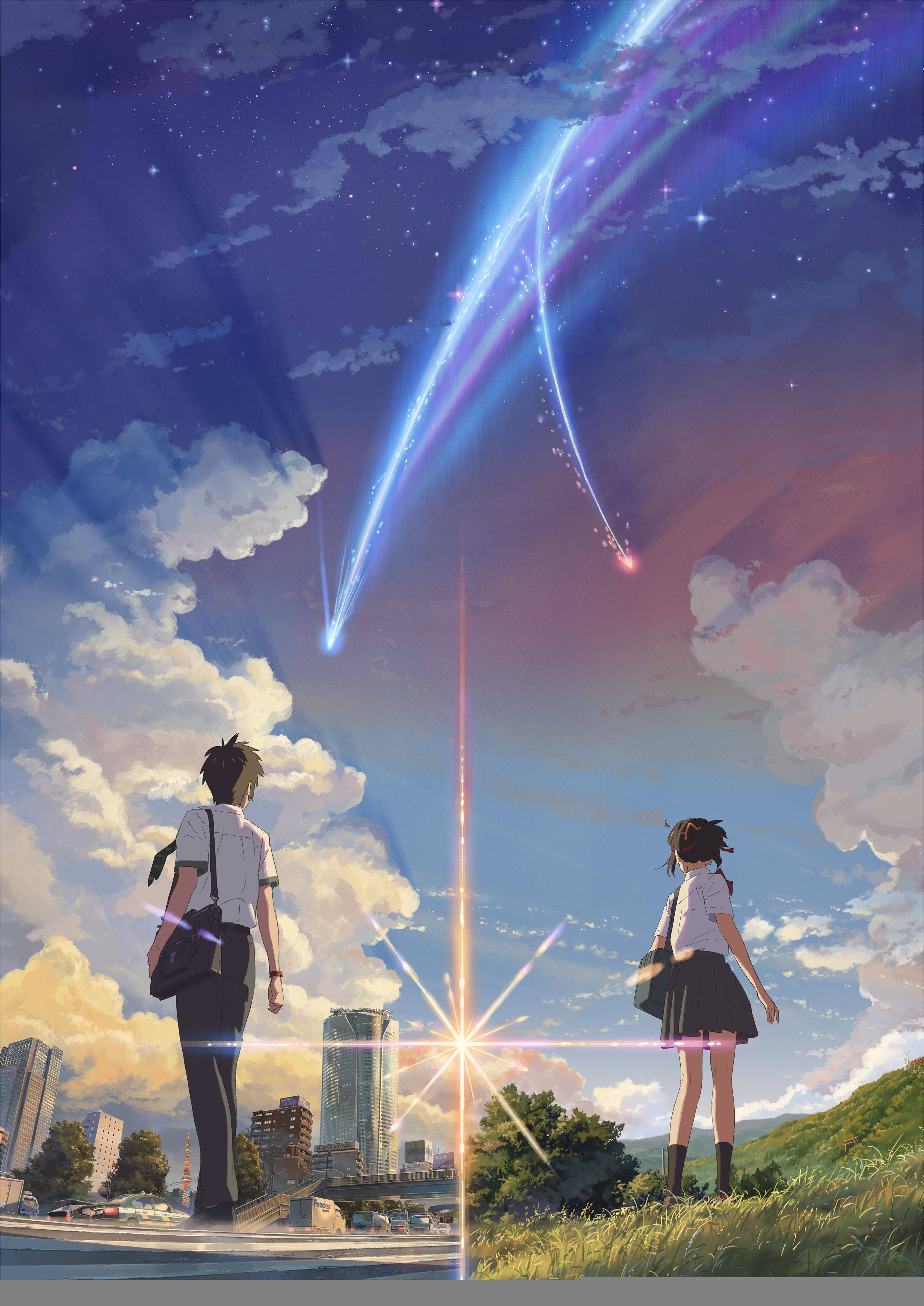 Kimi No Na Wa Couple With Comet Picha ya Ukuta