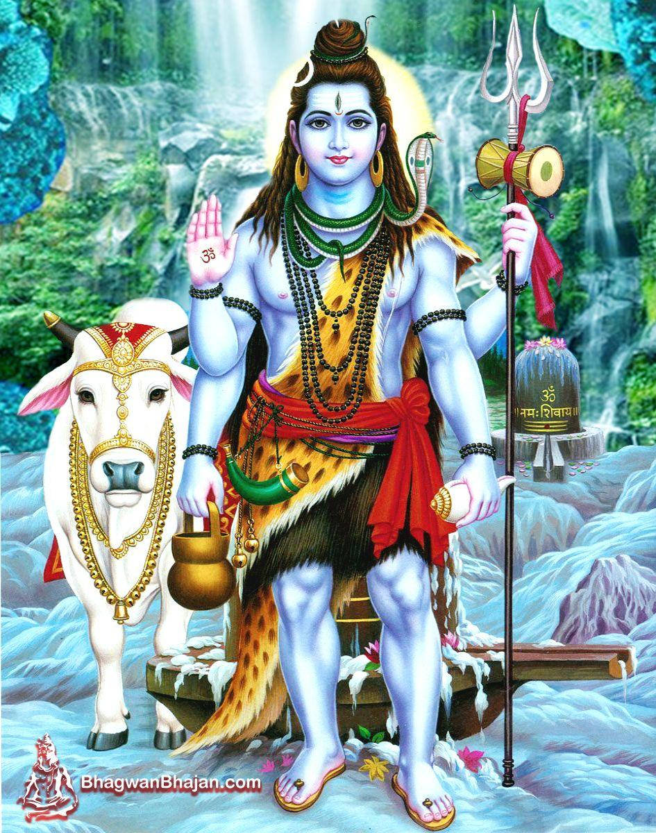 Kimya cha Kiungu cha Shiv Shankar kwenye Maporomoko ya Maji ya Kuvutia HD Wallpaper Picha ya Ukuta