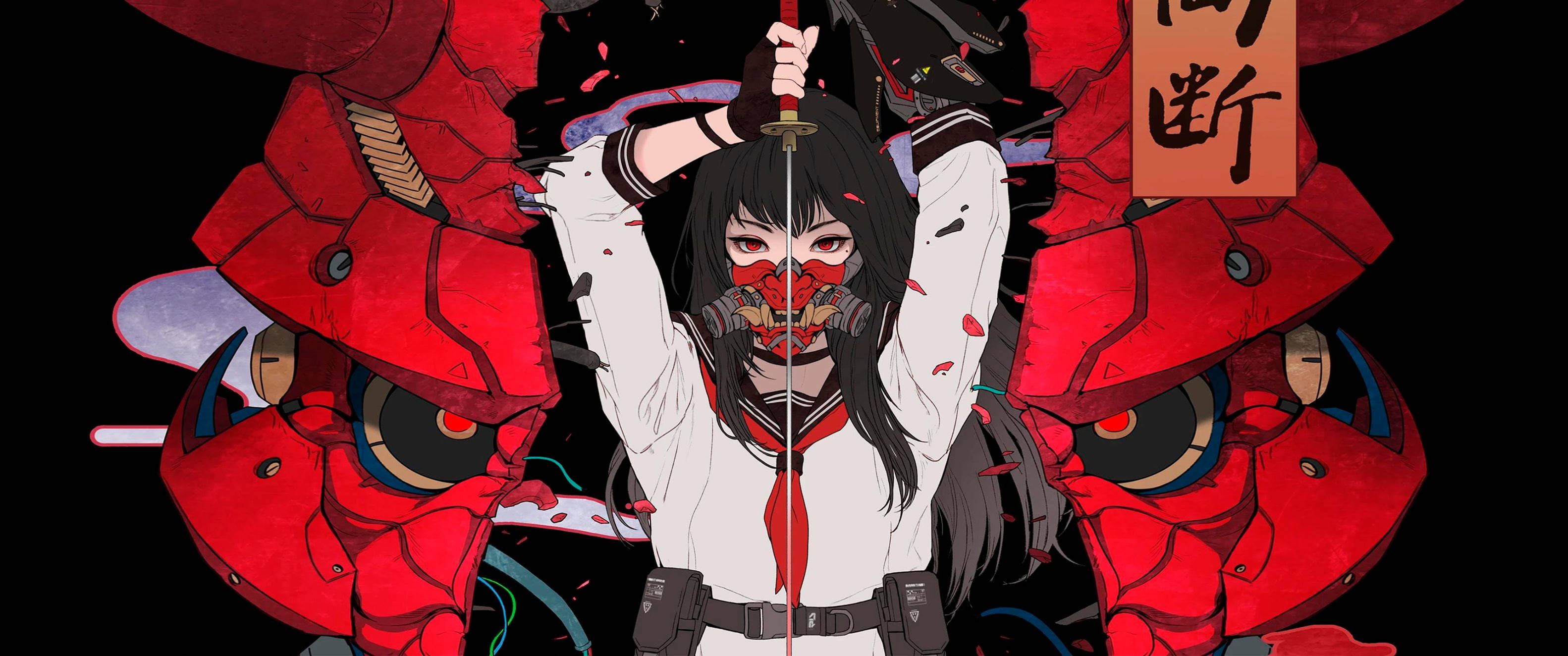 Kinyago Chekundu cha Pepo cha Anime Picha ya Ukuta