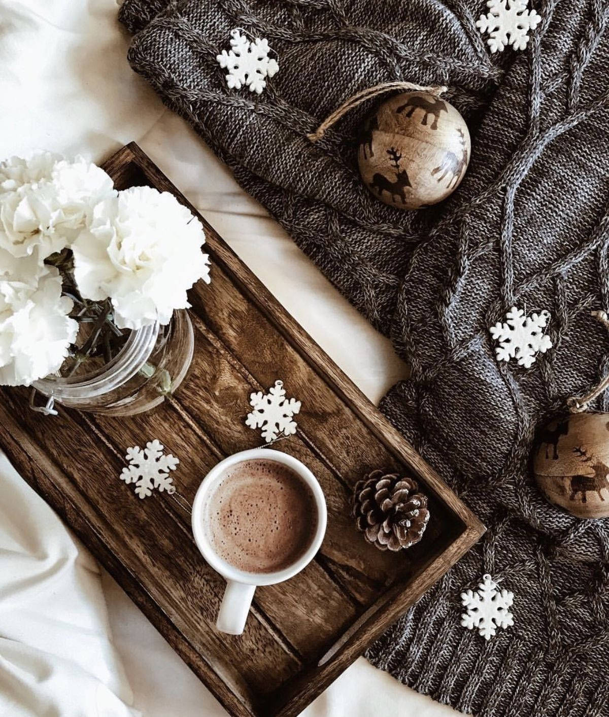 Kinywaji cha Cocoa cha Krismasi cha Aesthetic Picha ya Ukuta