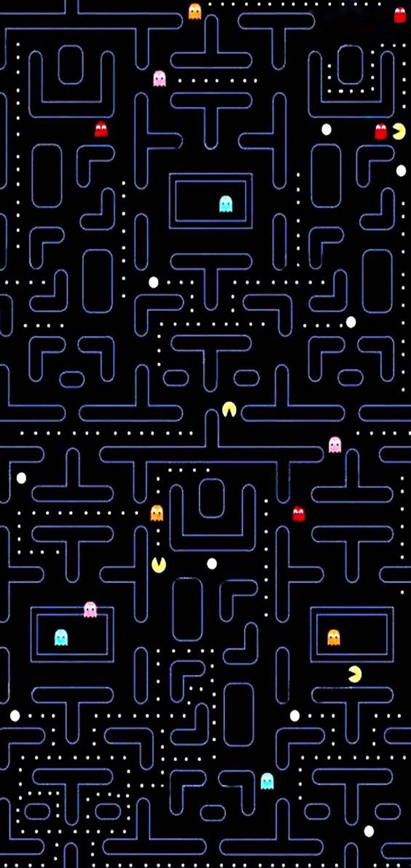 Kiolesura cha PAC-MAN kwenye Samsung Galaxy S10 Plus Picha ya Ukuta