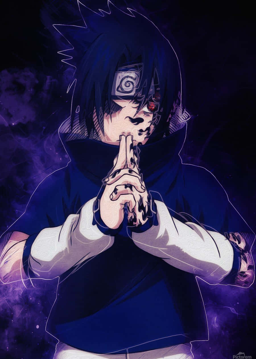 Kipaji cha Ukoo wa Uchiha, Sasuke, anaonyesha nguvu na ustadi wake Picha ya Ukuta