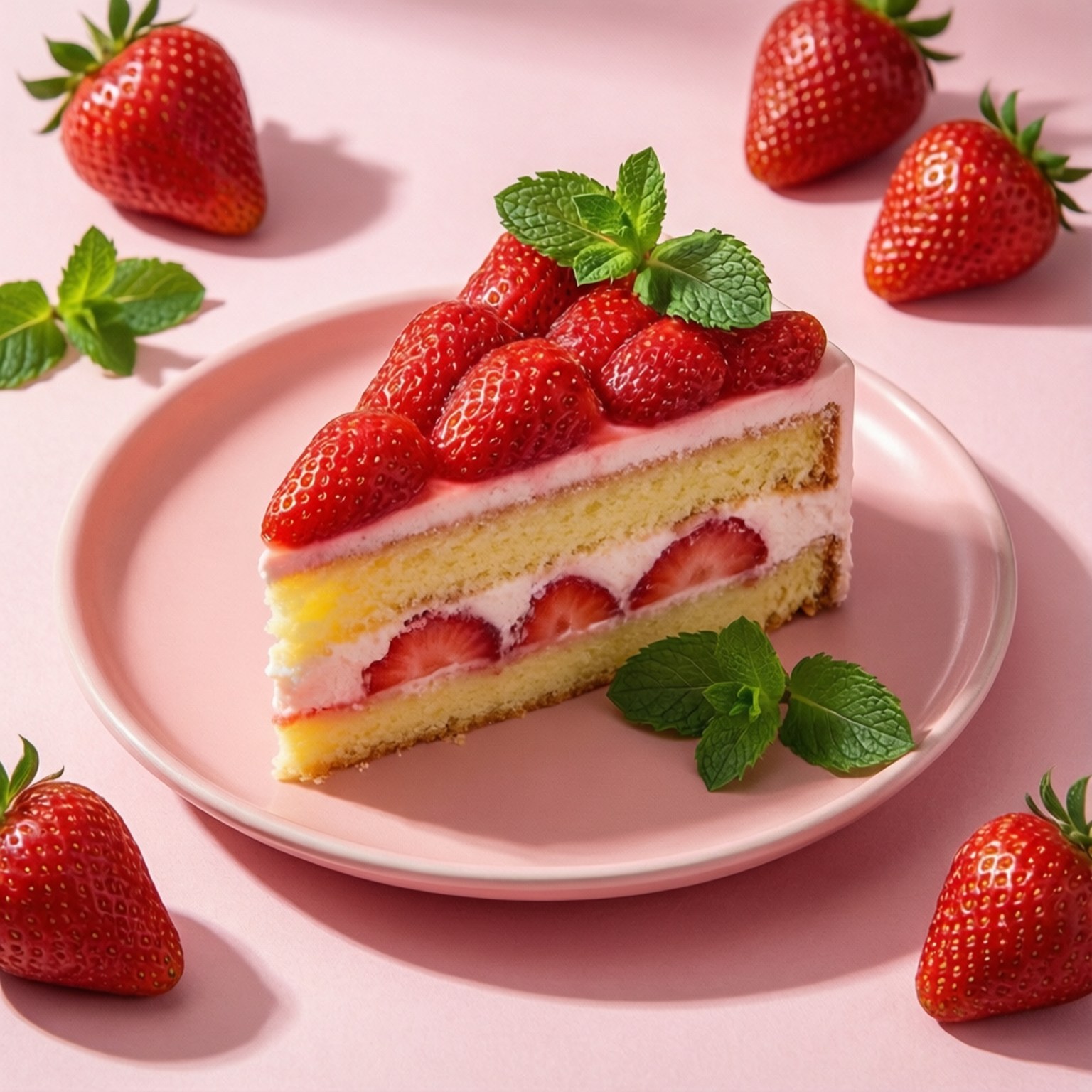 Kipande cha Keki ya Strawberry Picha ya Ukuta