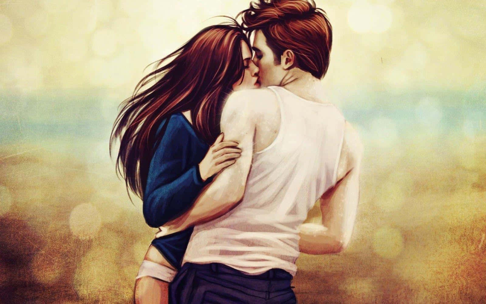 Kirsten Steward Twilight Mapenzi ya Busu Picha ya Ukuta