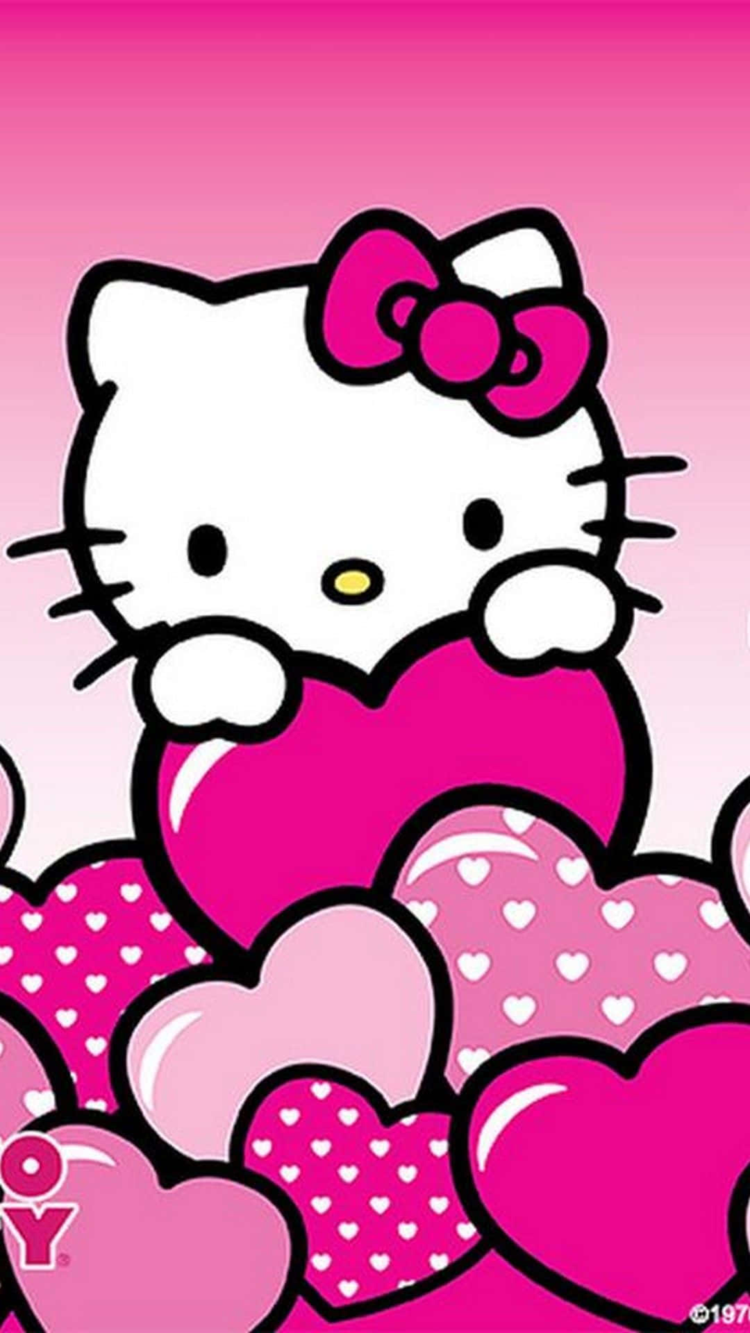 Kitty Pink Mzuri Anayekumbatia Mioyo Picha ya Ukuta