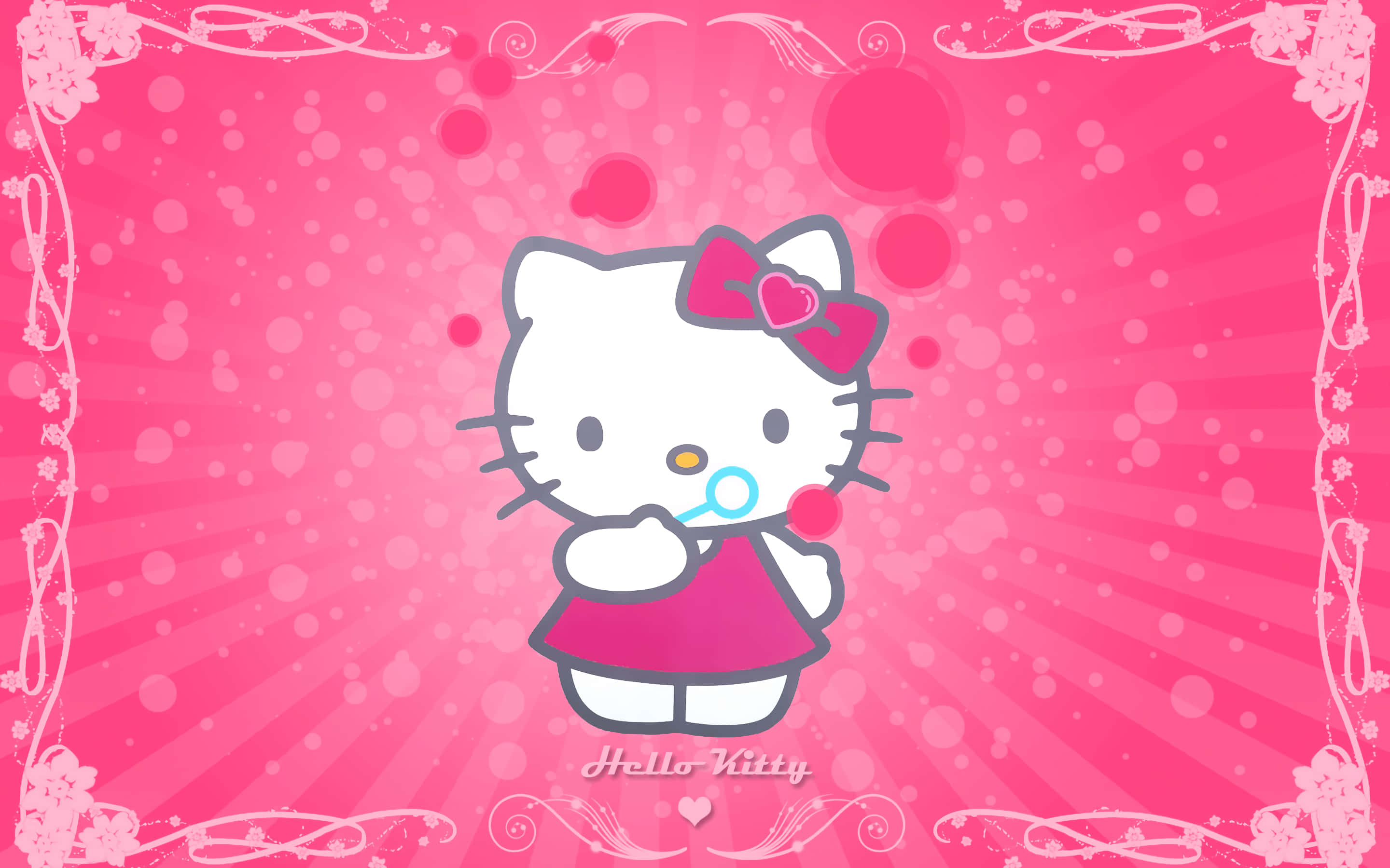 Kitty Pink Mzuri Anayepiga Mapovu Picha ya Ukuta