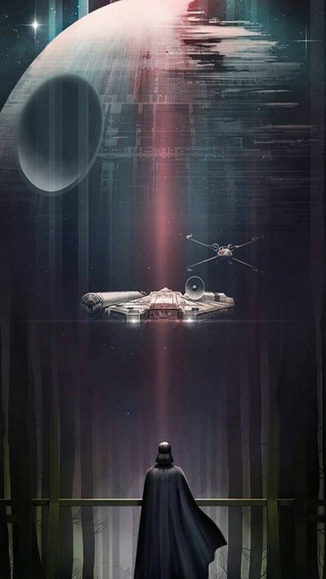 Kituo cha Kifo na Darth Vader Simu ya Star Wars Picha ya Ukuta