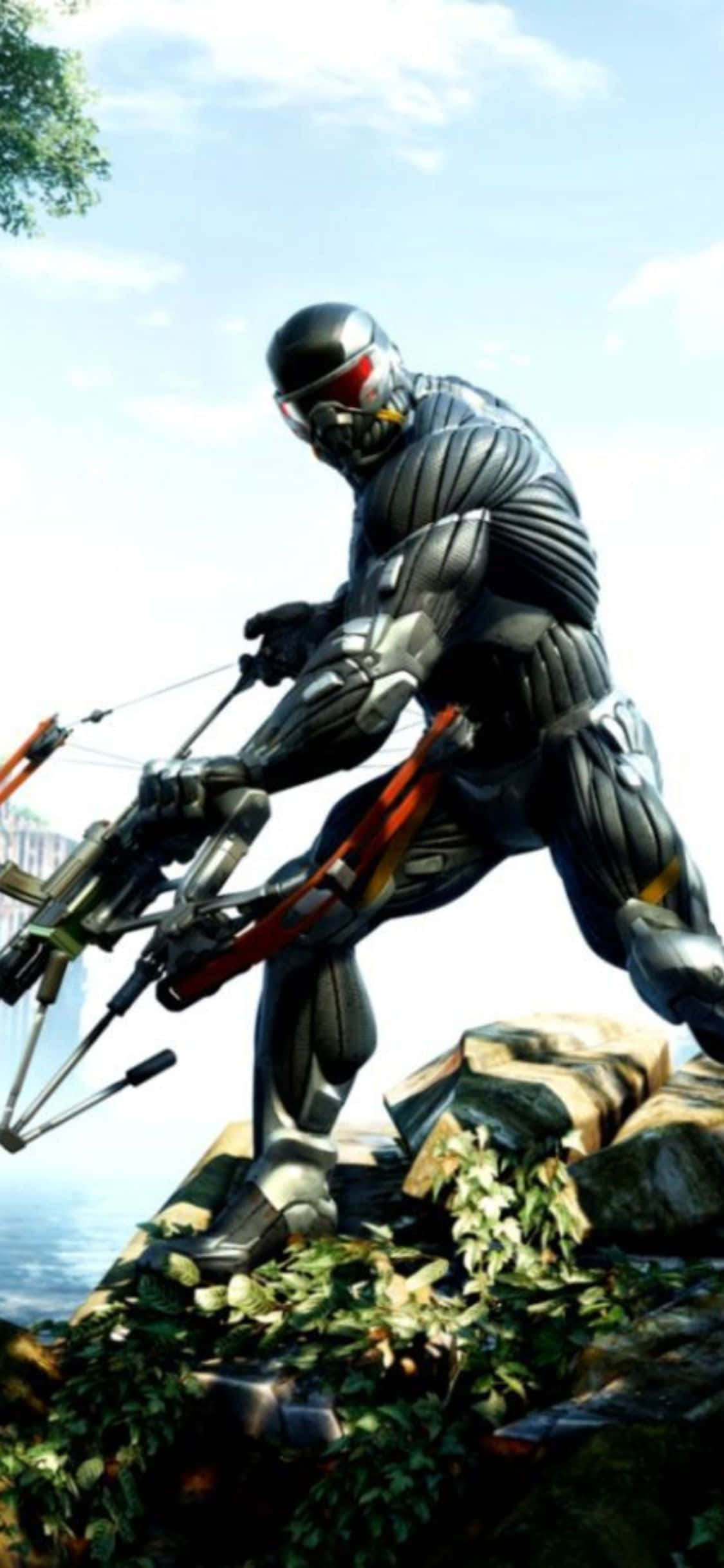 Kivutie dunia ya mchezo ya Crysis 3 na iPhone X yenye nguvu Picha ya Ukuta