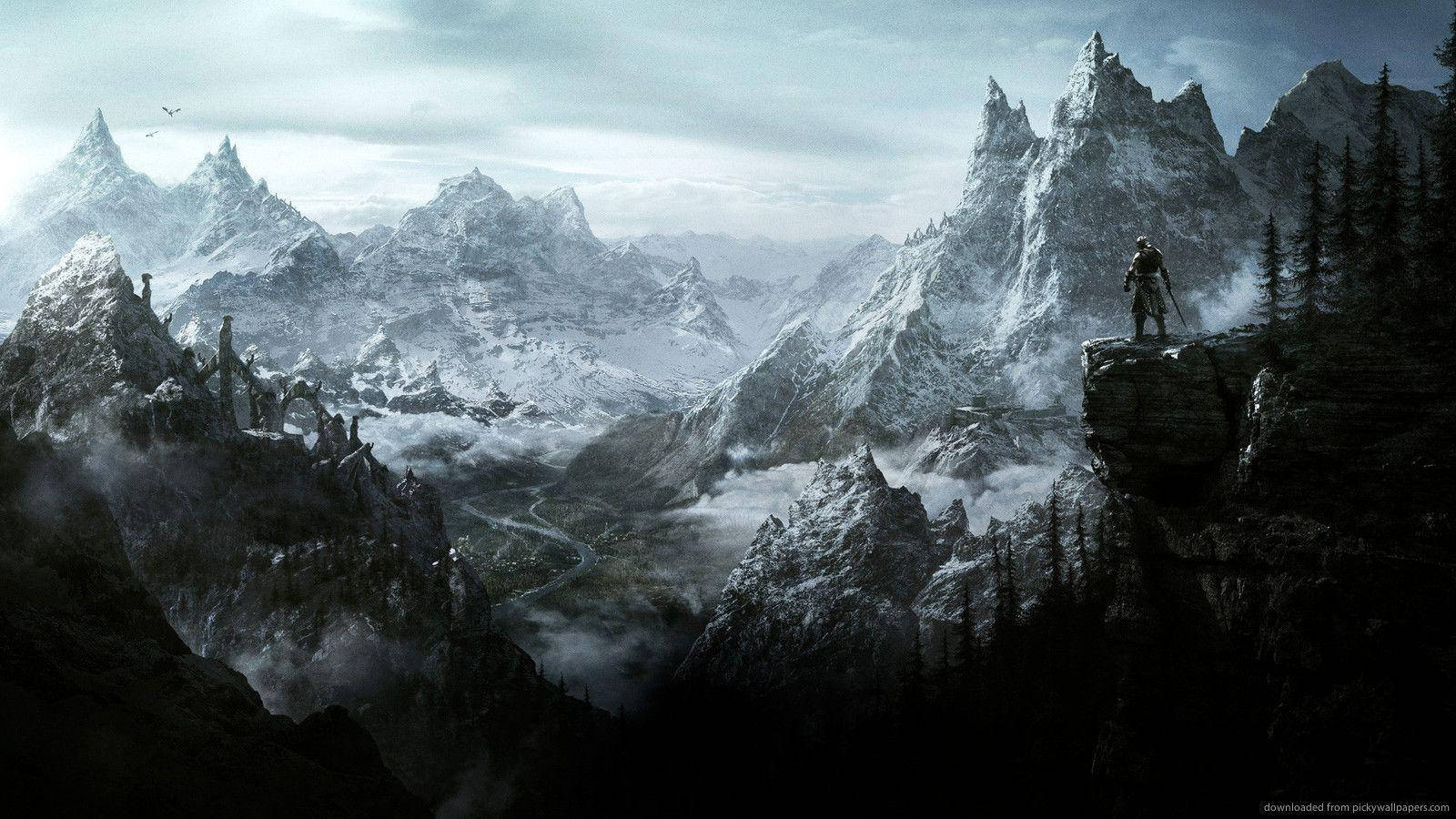 Knight In Mountains With Snow Picha ya Ukuta