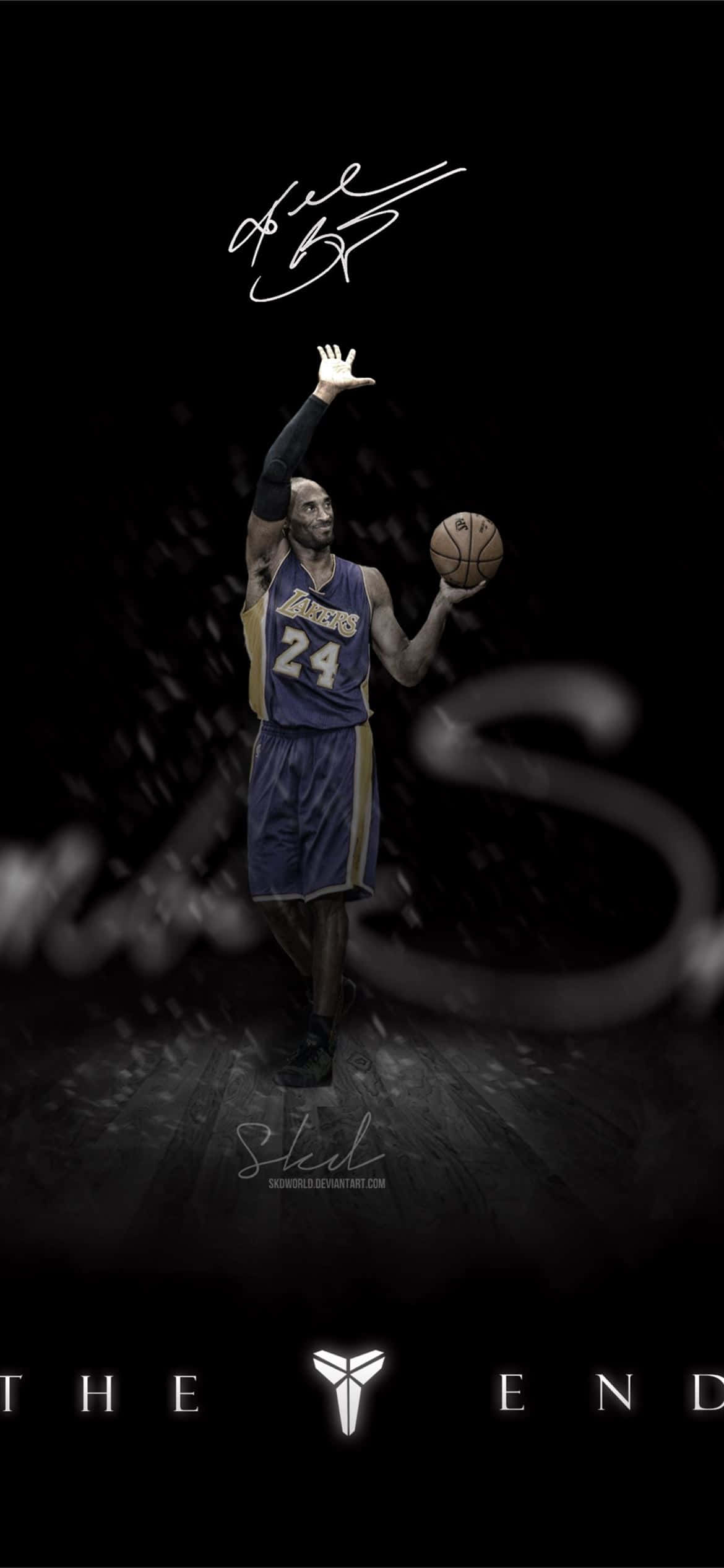 Kobe Bryant akidriba mpira wakati wa mechi Picha ya Ukuta