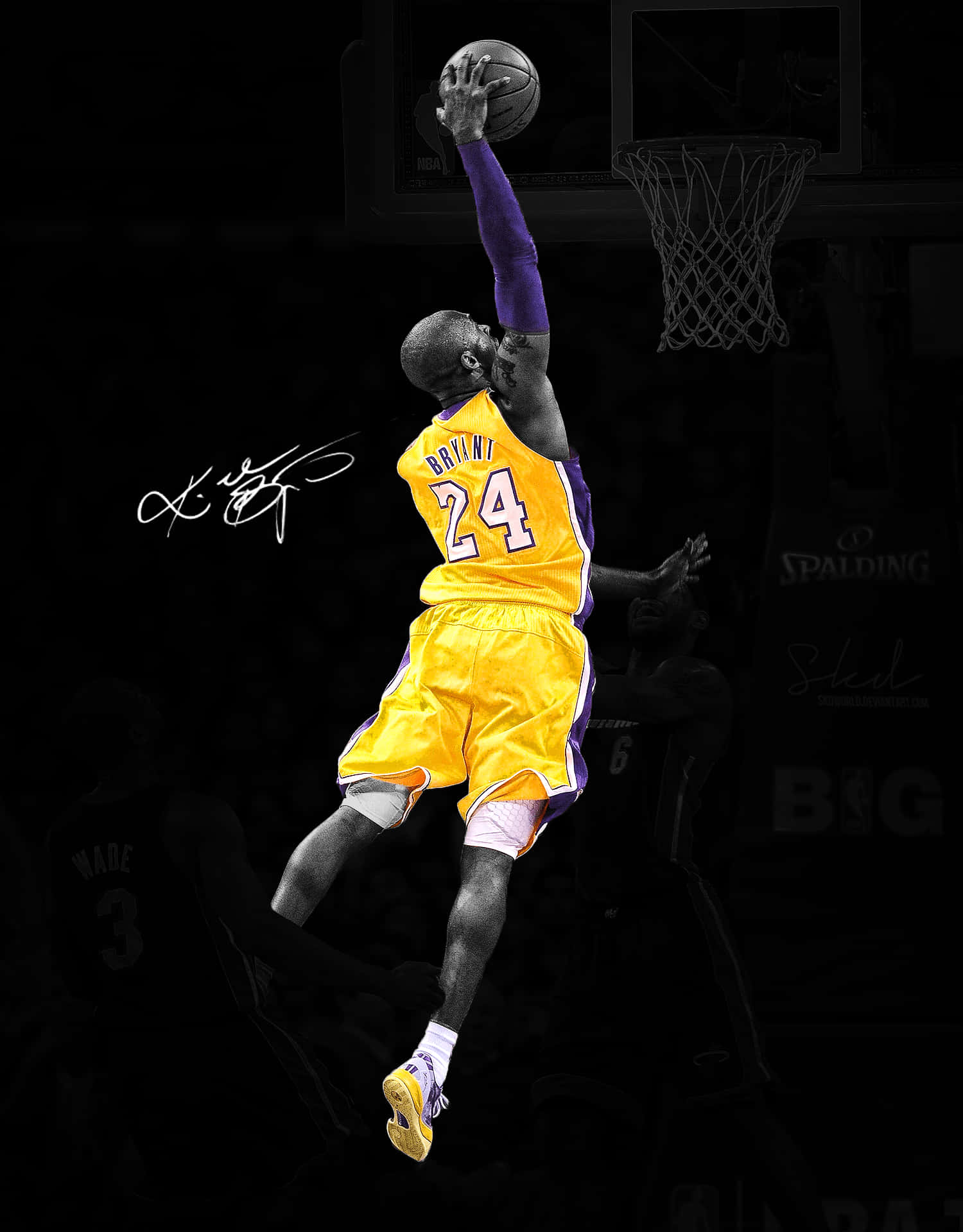 Kobe Bryant akiwa na kurusha mpira kwa mtindo wake wa kipekee Picha ya Ukuta