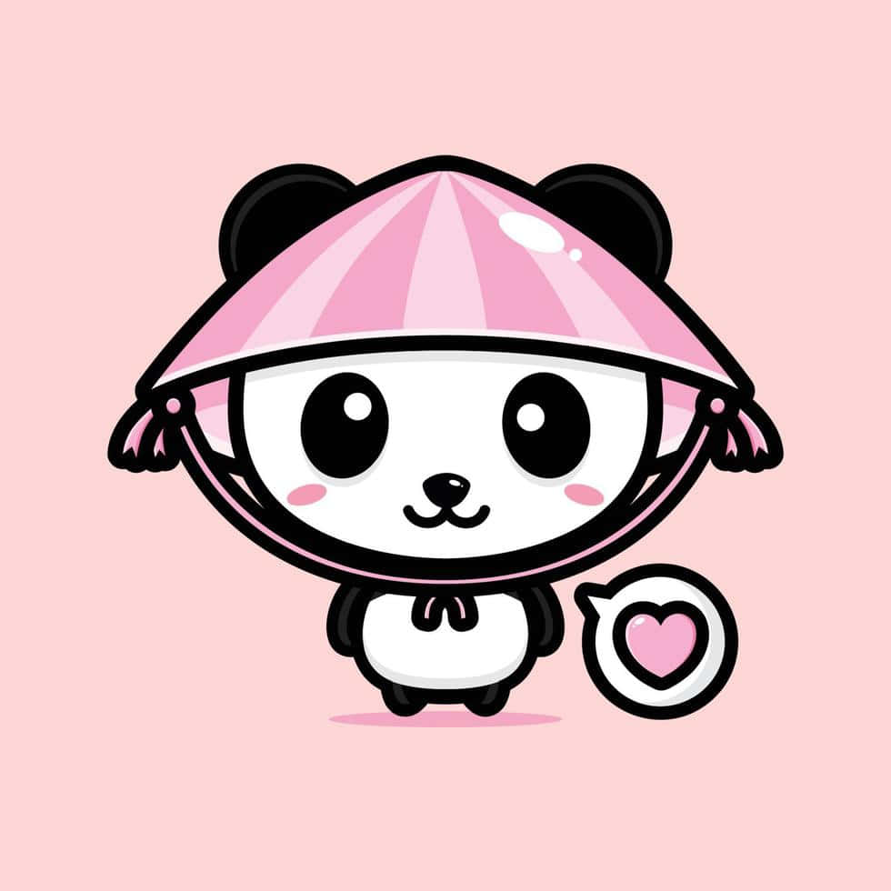 Kofia ya Mkulima ya Panda Mrembo na Mzuri Picha ya Ukuta
