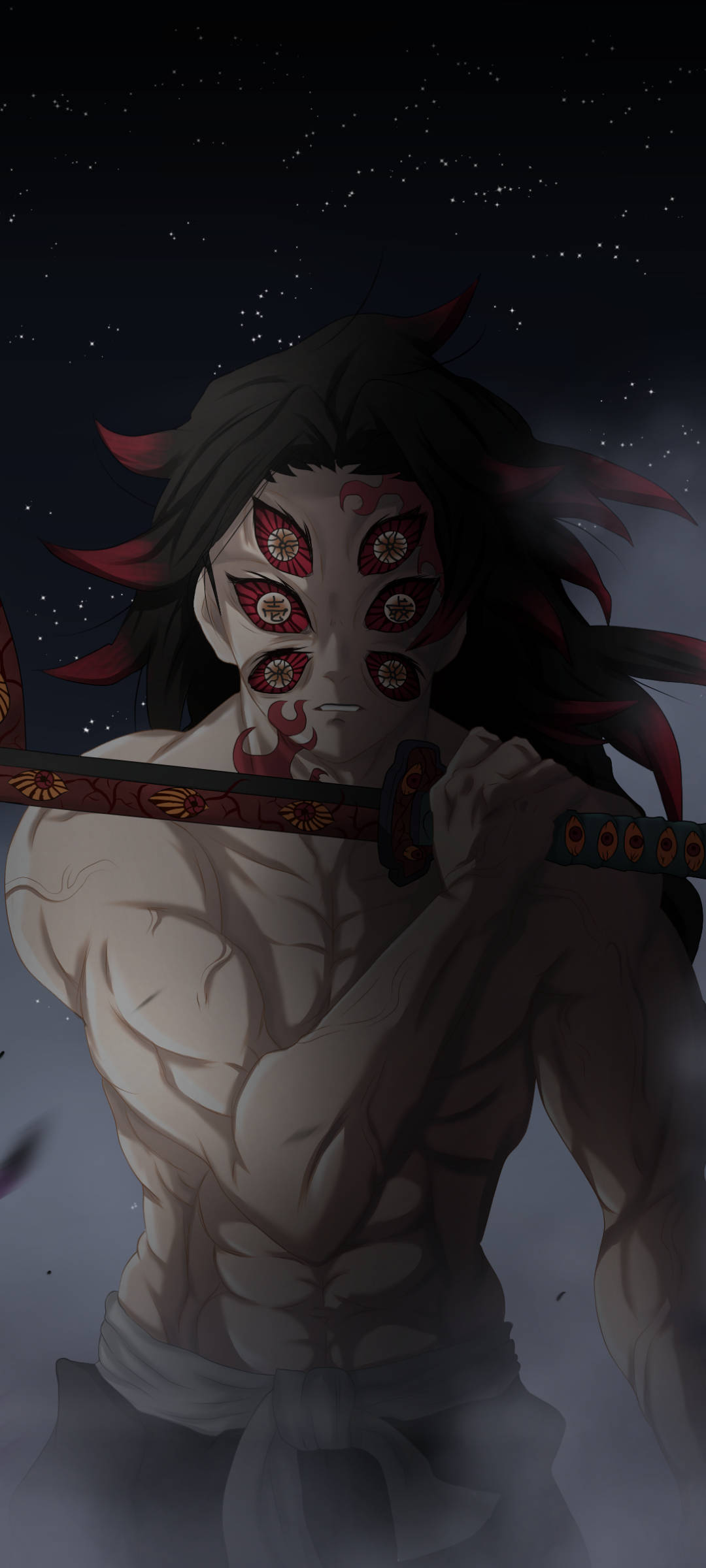 Kokushibo Mwenye Nguvu kutoka Demon Slayer Picha ya Ukuta