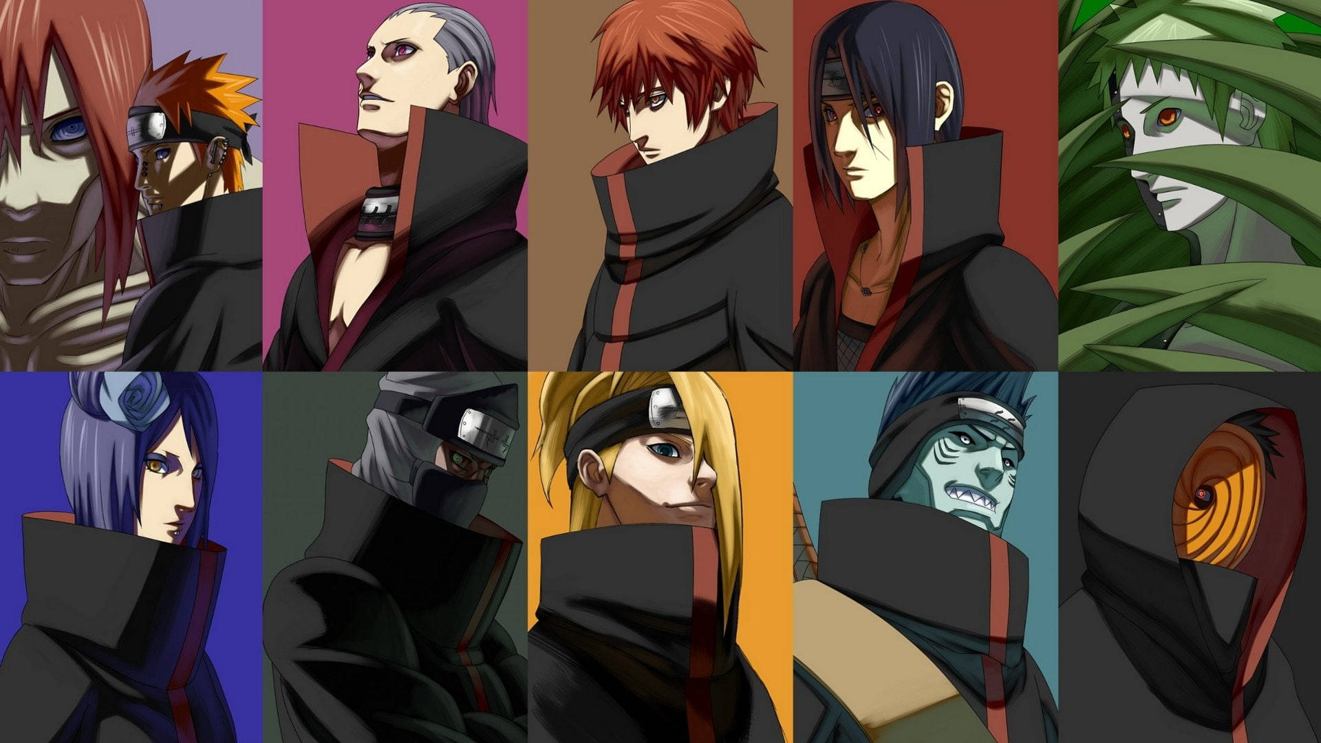 Kolagi ya Wanachama wa Akatsuki PC Picha ya Ukuta