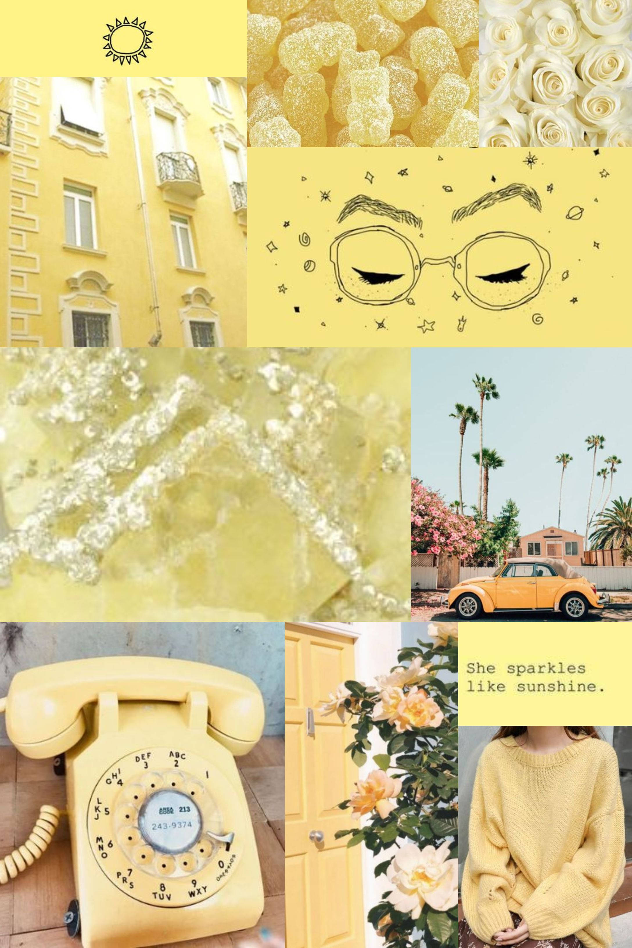 Kolaji Aesthetic ya Pastel Yellow Picha ya Ukuta