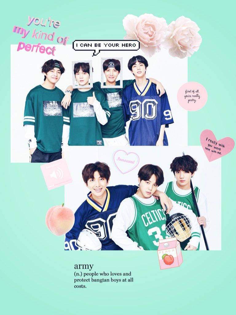 Kolaji ya BTS VSCO yenye Mwonekano wa Kijamii Picha ya Ukuta