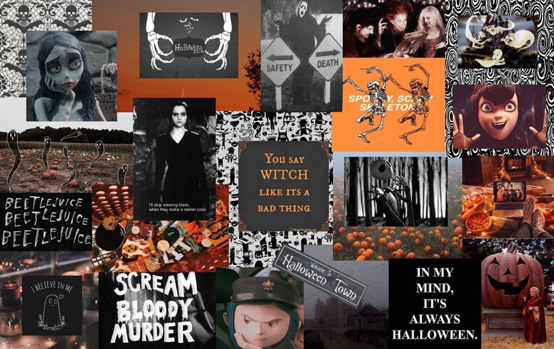 Kolaji ya Kuwa na Aesthetic ya Halloween Picha ya Ukuta