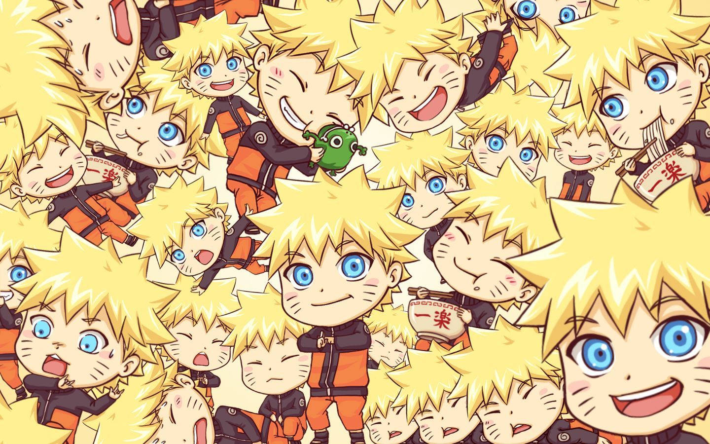 Kolaji ya Nyuso za Naruto Chibi Wazuri Picha ya Ukuta