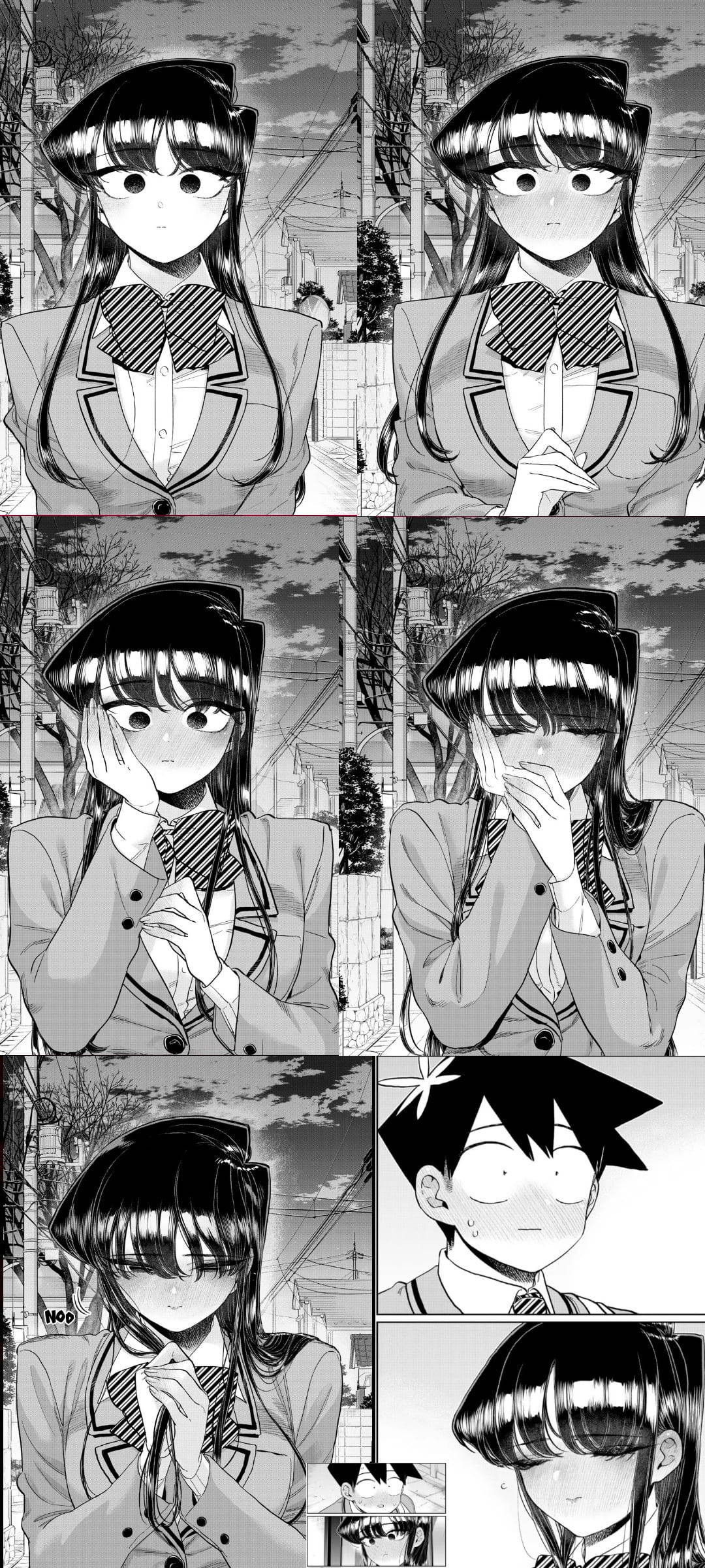 Komi San Paneli ya Manga ya Kijapani ya Greyscale Picha ya Ukuta