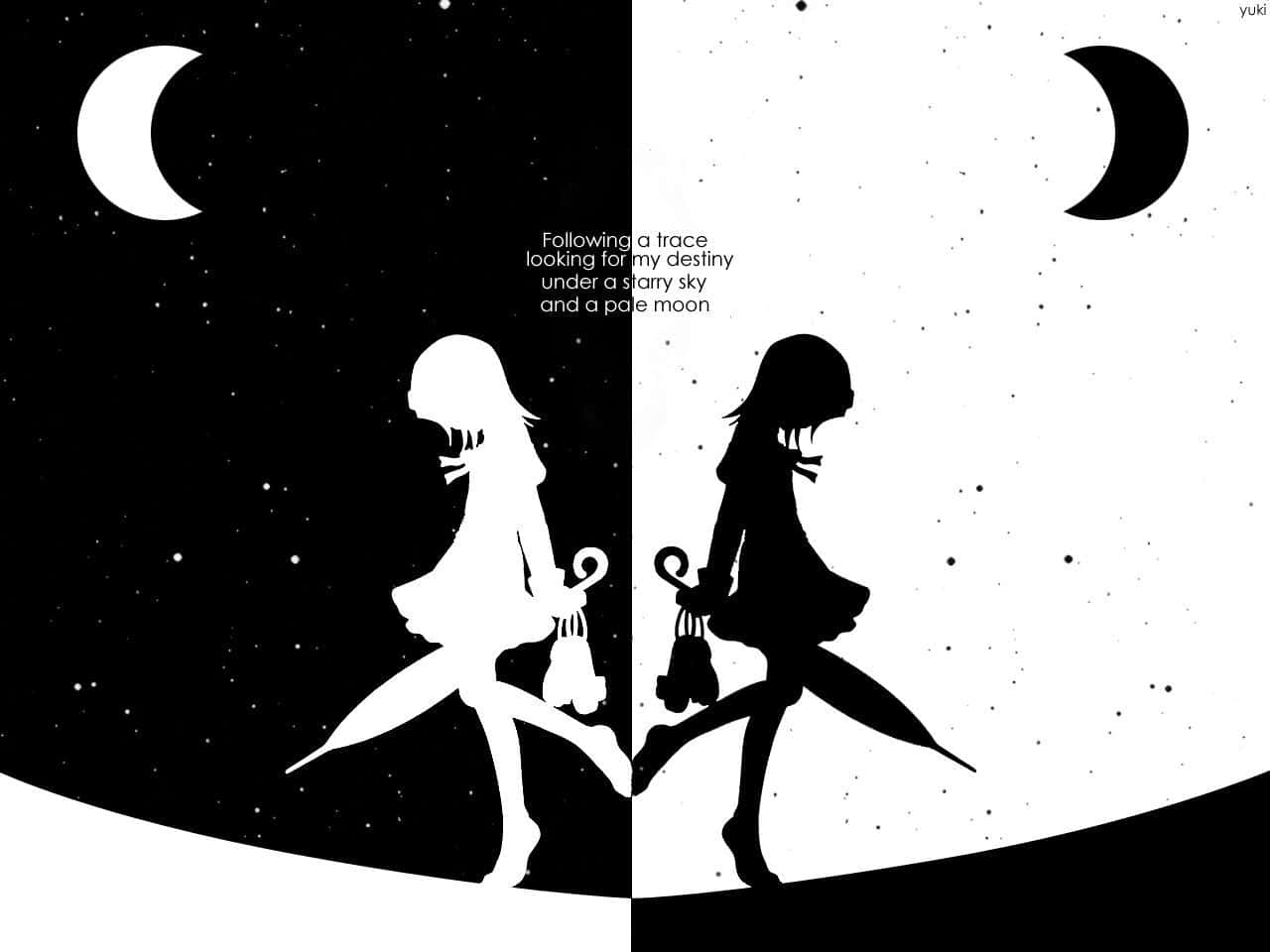 Kompjutera ya Anime Nyeusi na Nyeupe Picha ya Ukuta