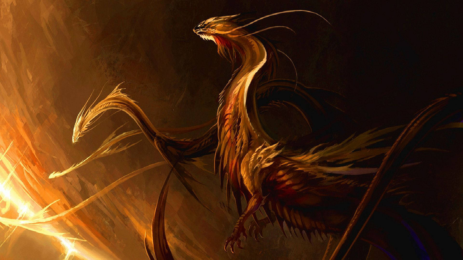Kompyuta ya Dragon ya Kijapani ya Dhahabu Mweusi Picha ya Ukuta