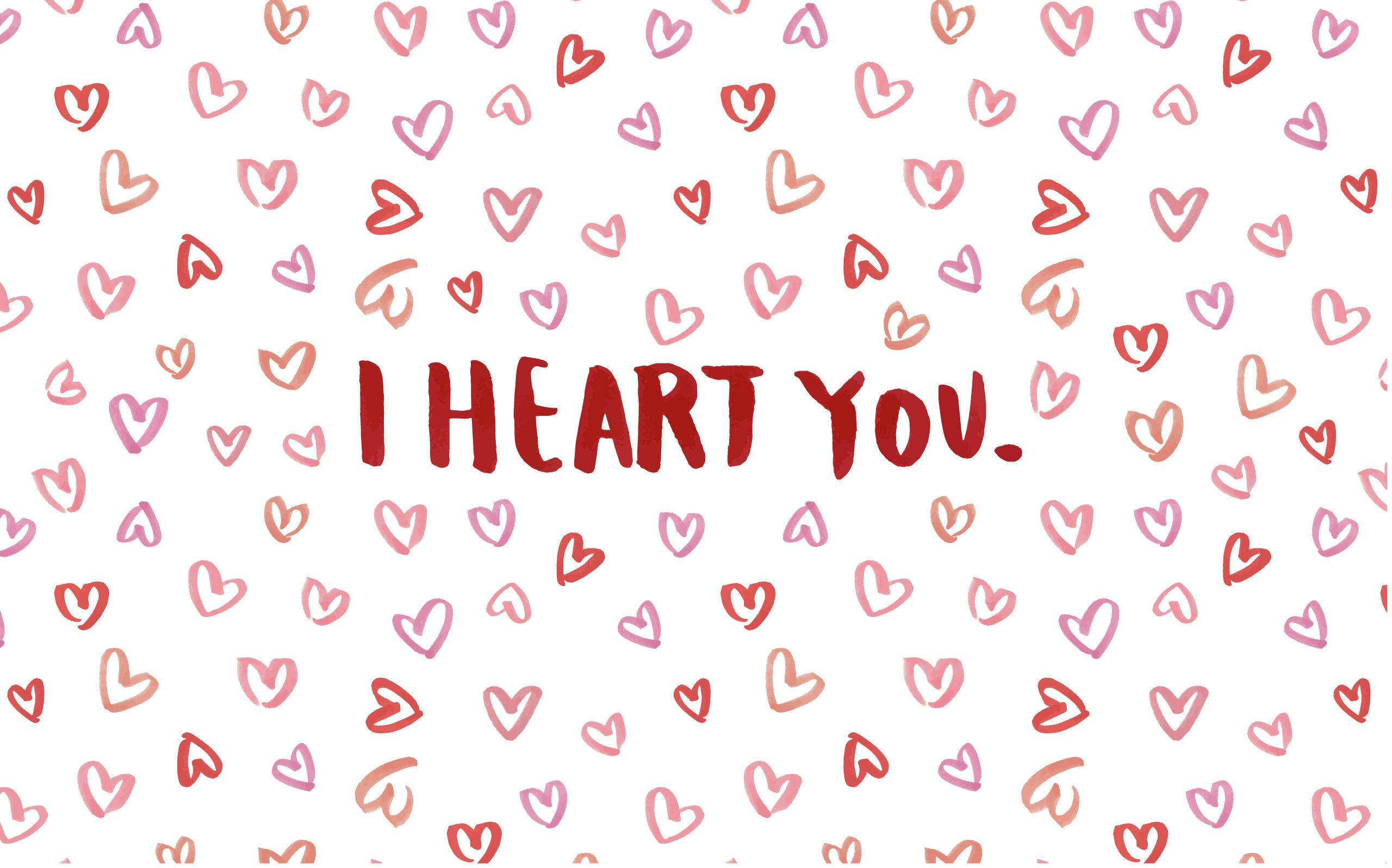 Kompyuta ya Kute Aesthetic I Heart You Picha ya Ukuta