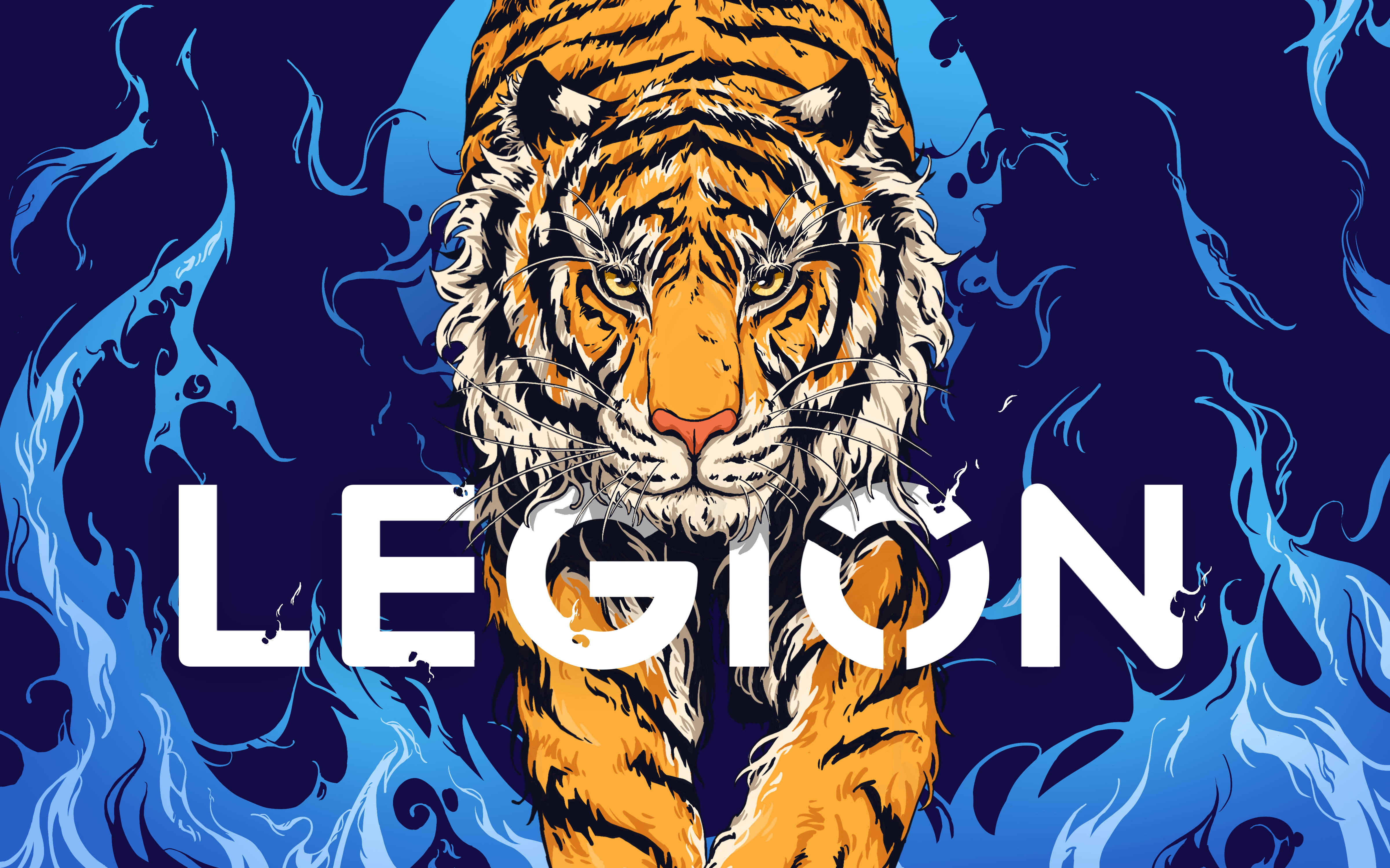 Kompyuta ya Michezo Lenovo Legion na Tiger Picha ya Ukuta