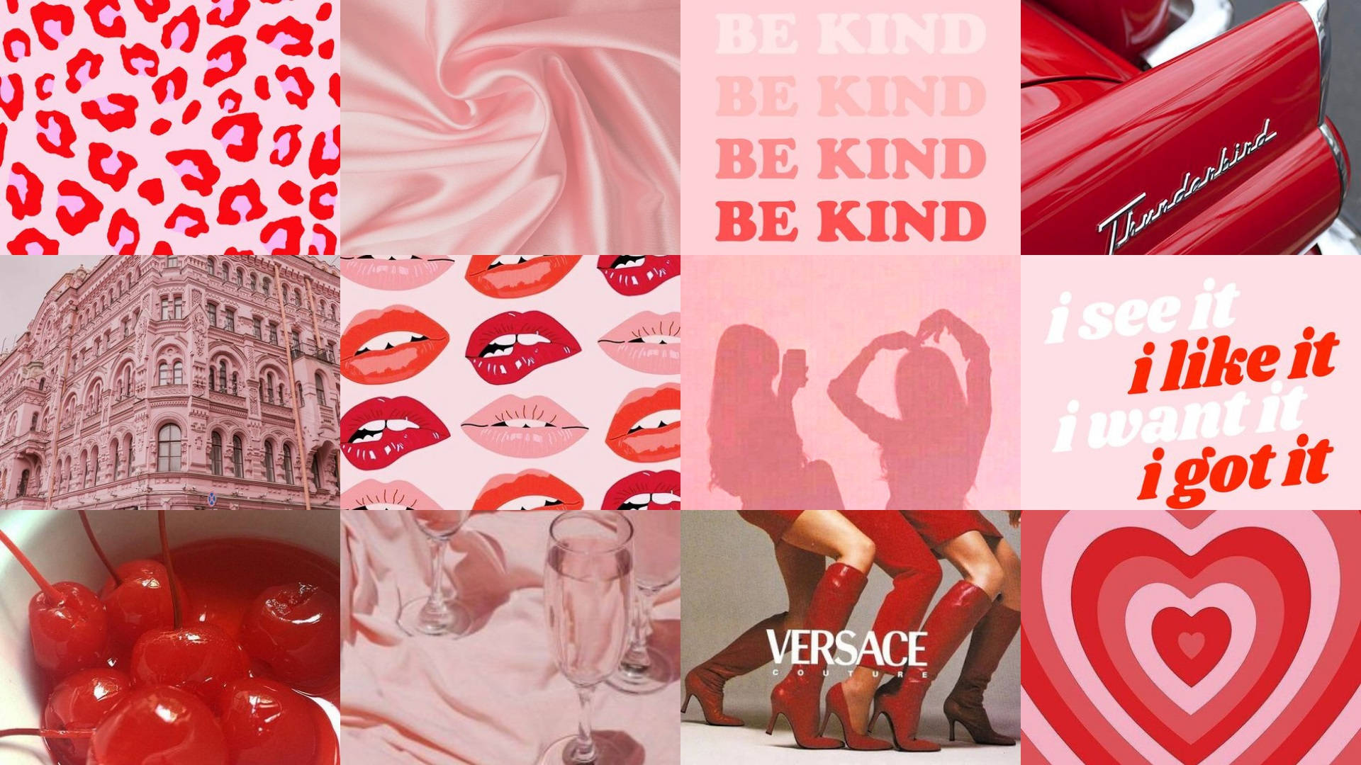 Kompyuta ya Pink Aesthetic Pink Elements Collage Picha ya Ukuta