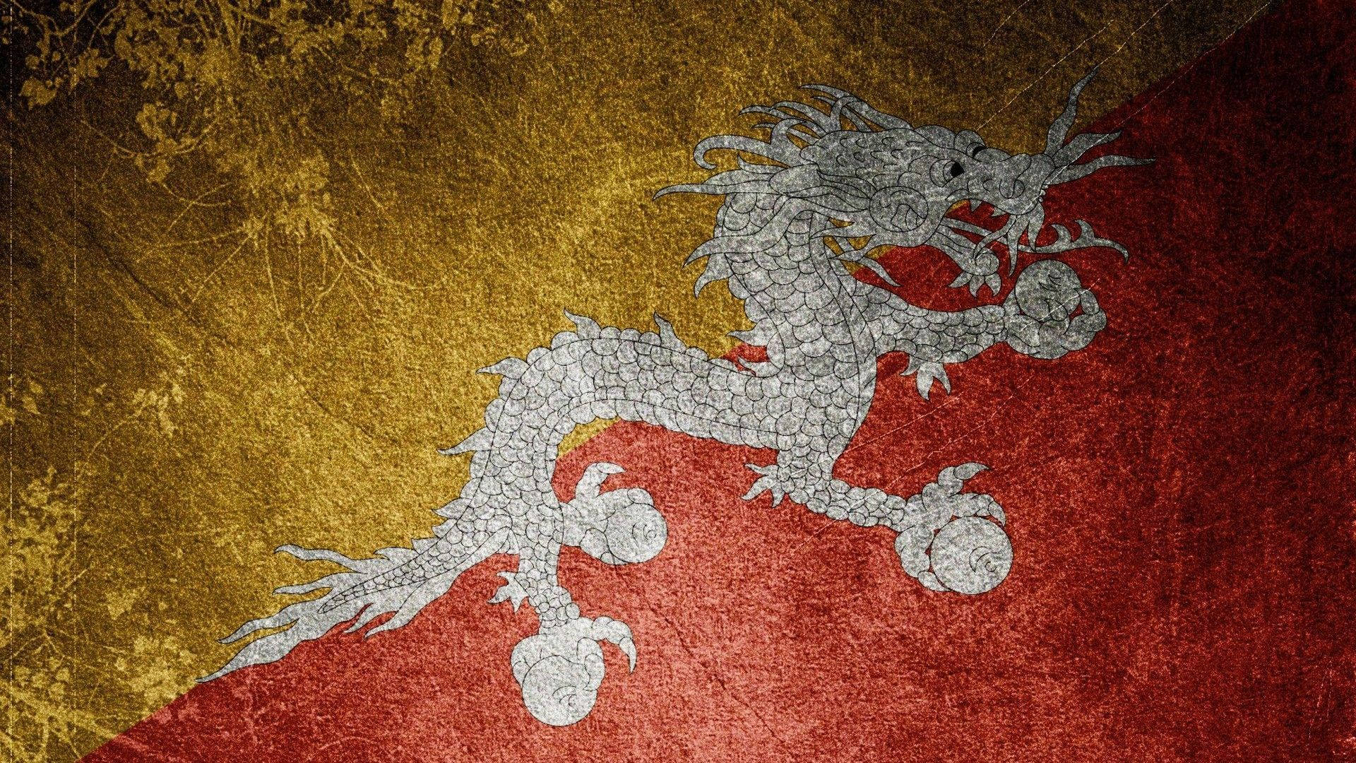 Kompyuta ya Povu ya Dragon ya Japani Nyekundu na Njano Picha ya Ukuta