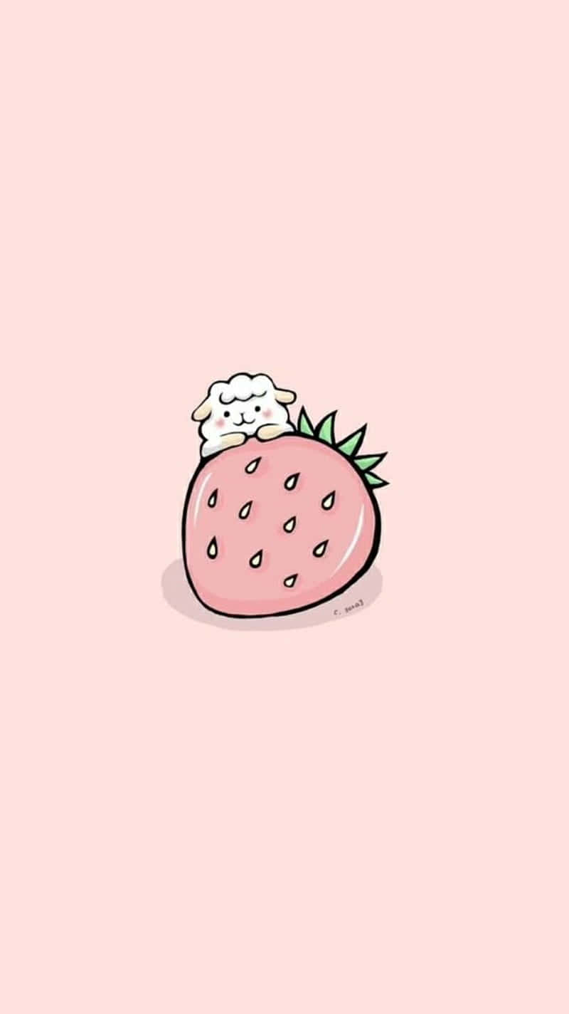 Kondoo Mdogo wa Strawberry ya Pasteli Picha ya Ukuta