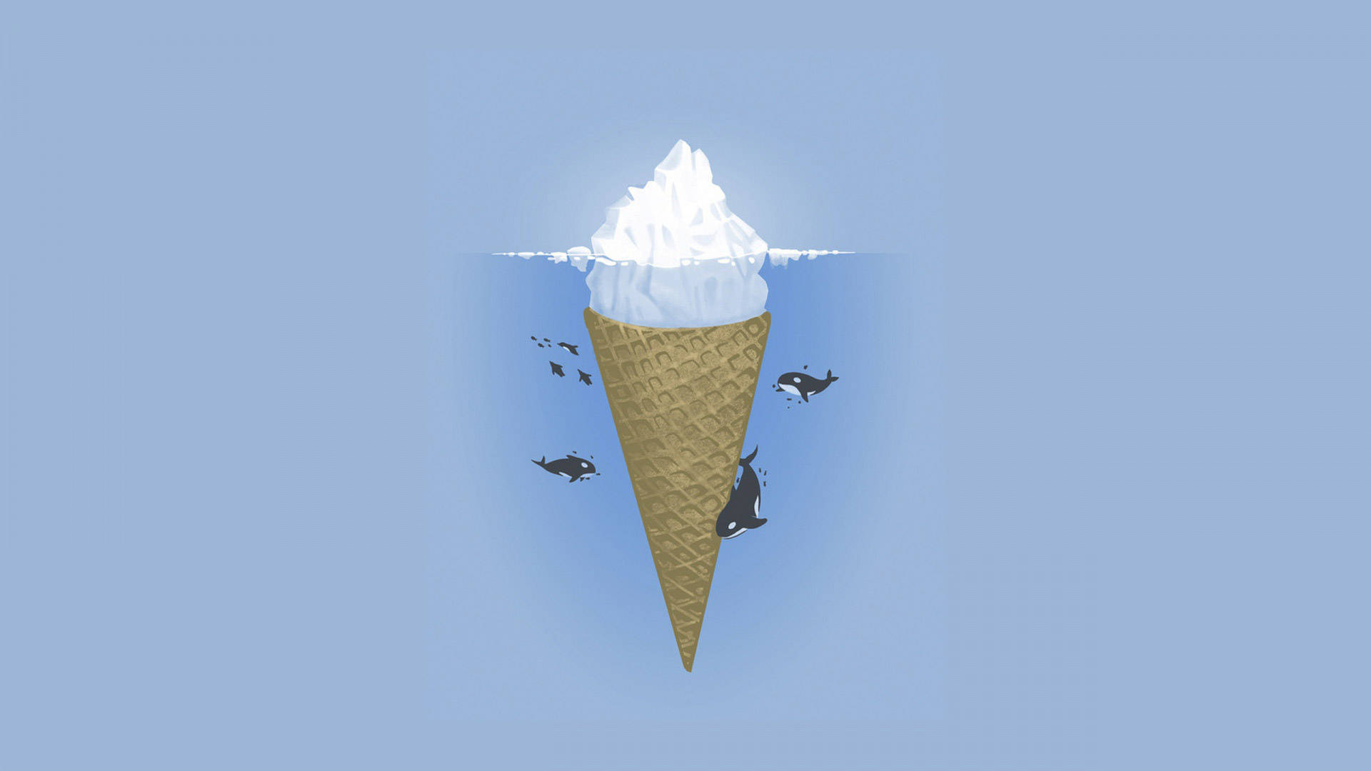 Koni ya Ice Cream Iceberg Minimalist Aesthetic Laptop Picha ya Ukuta