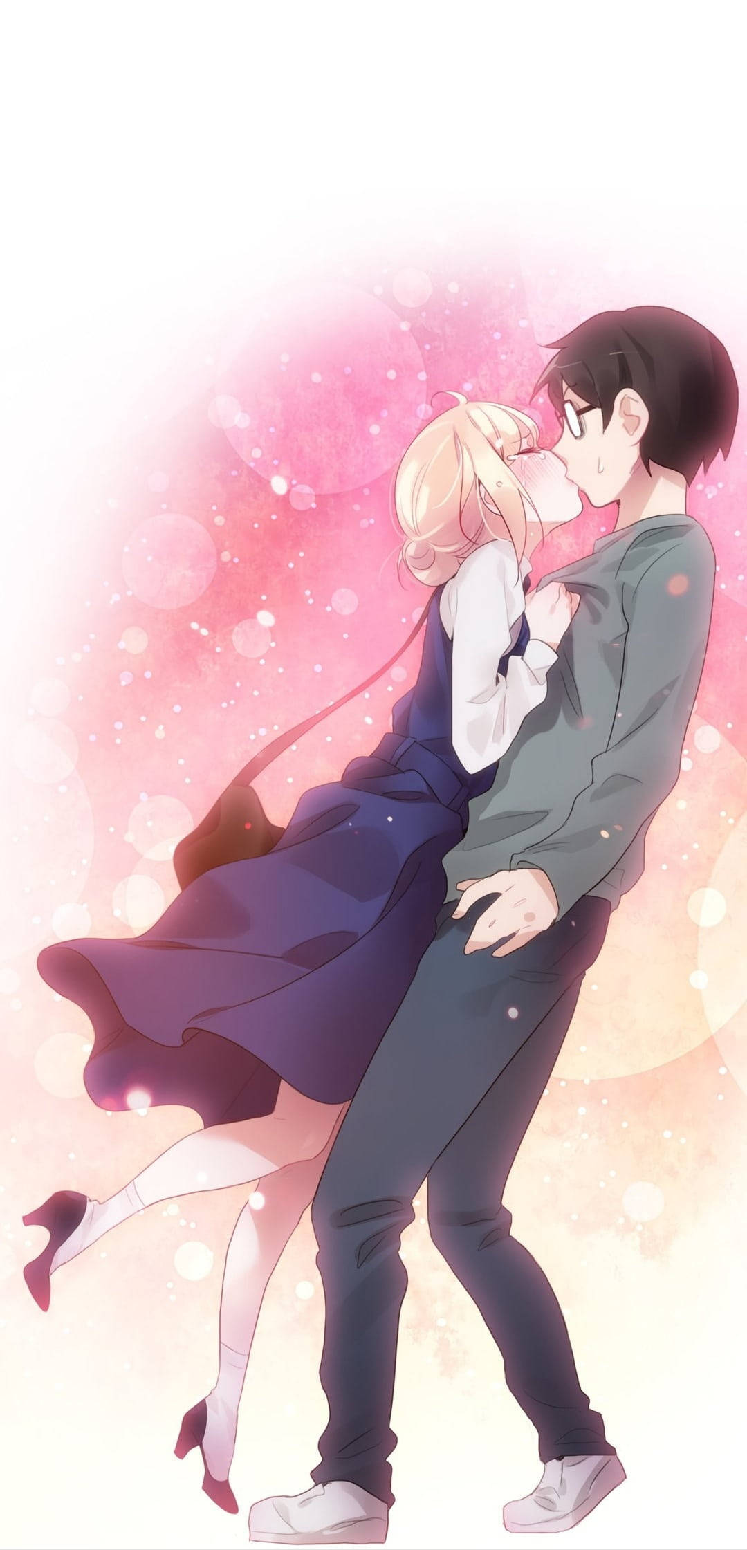Kosei na Kaori Jozi la Anime Wakisalimiana Picha ya Ukuta