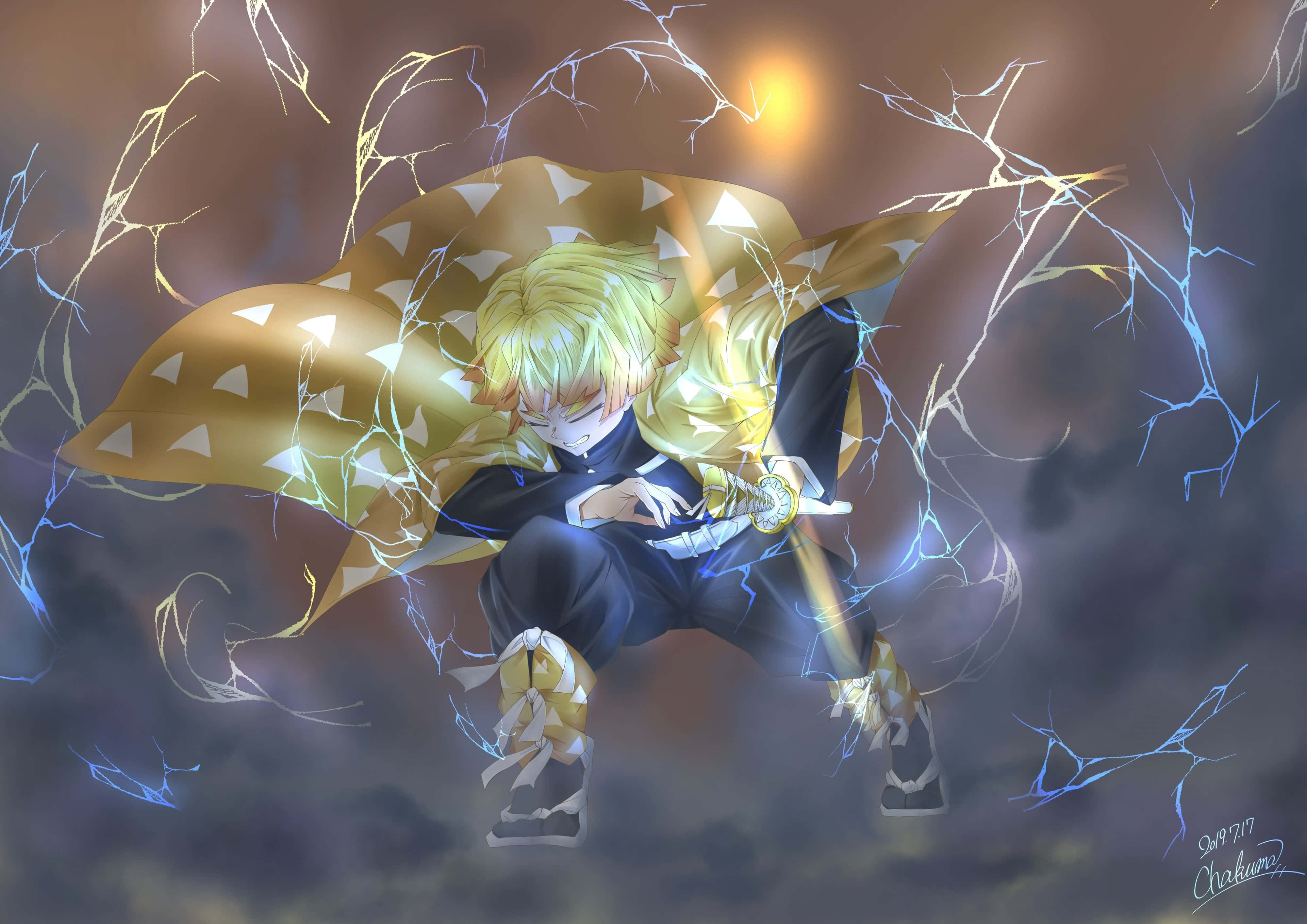 Koti la Gakuran la Zenitsu la Demon Slayer 4K Picha ya Ukuta