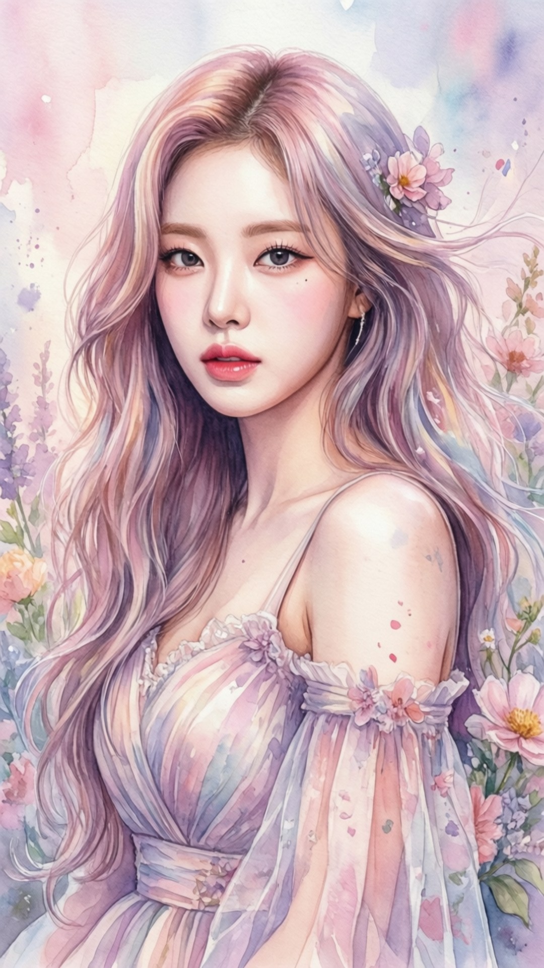 Kpop Idol wa Rangi ya Maji Picha ya Ukuta