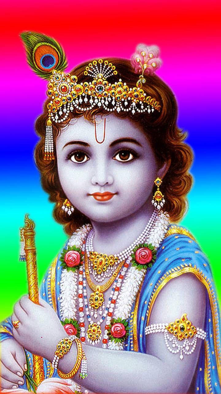 Krishna Simu Mtoto Krishna Upinde wa Mvua Urembo Picha ya Ukuta