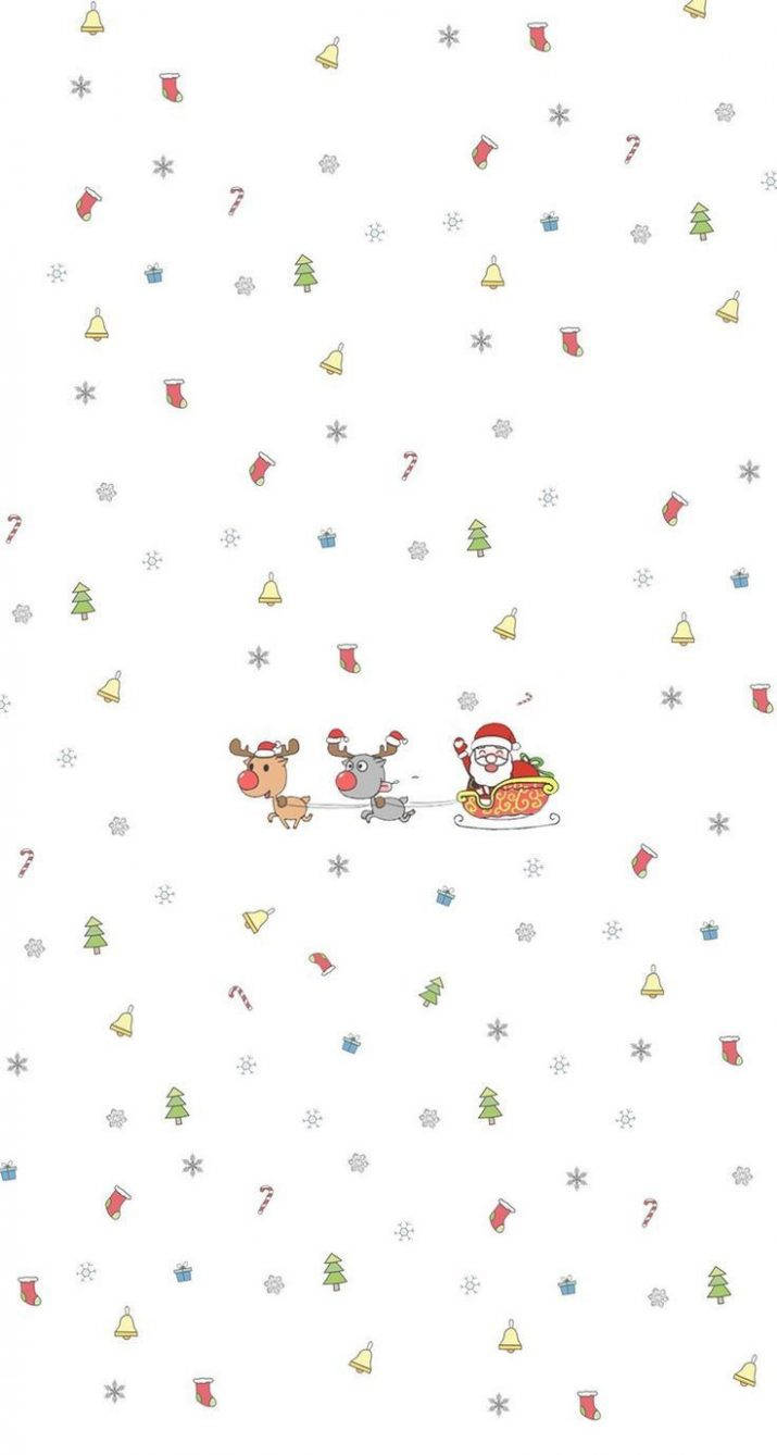 Krisimasi Rahisi na Mrembo ya iPhone ya Santa na Kulungu Picha ya Ukuta